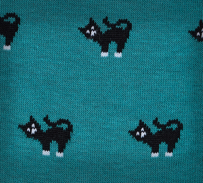Green 'Cat' Pattern Socks 4