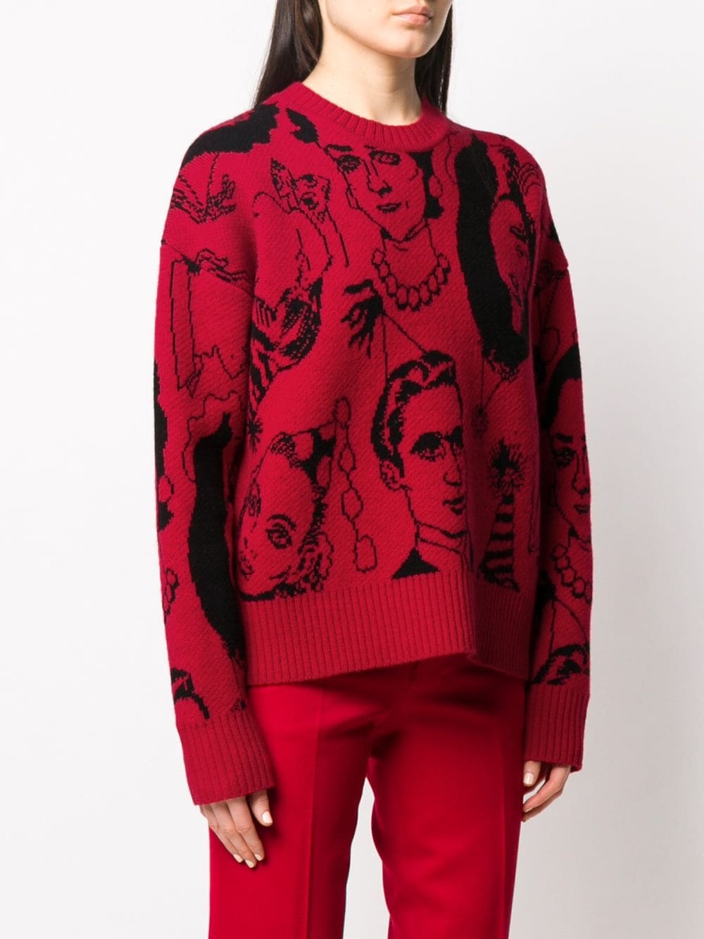 faces motif jacquard jumper - 3