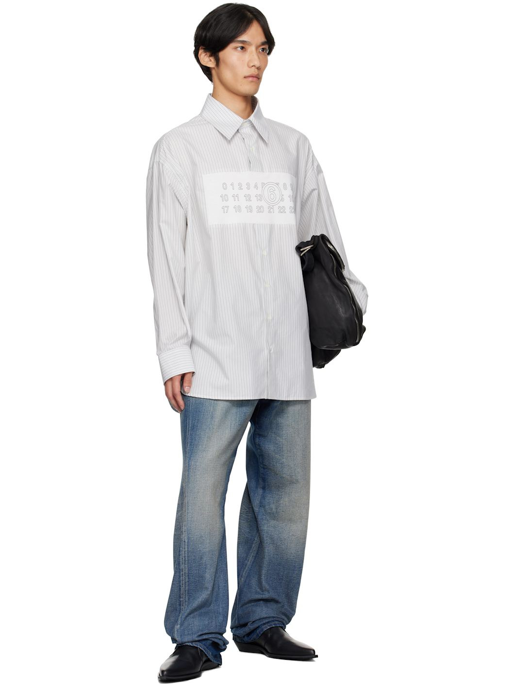 White Striped Long Sleeve Shirt - 4