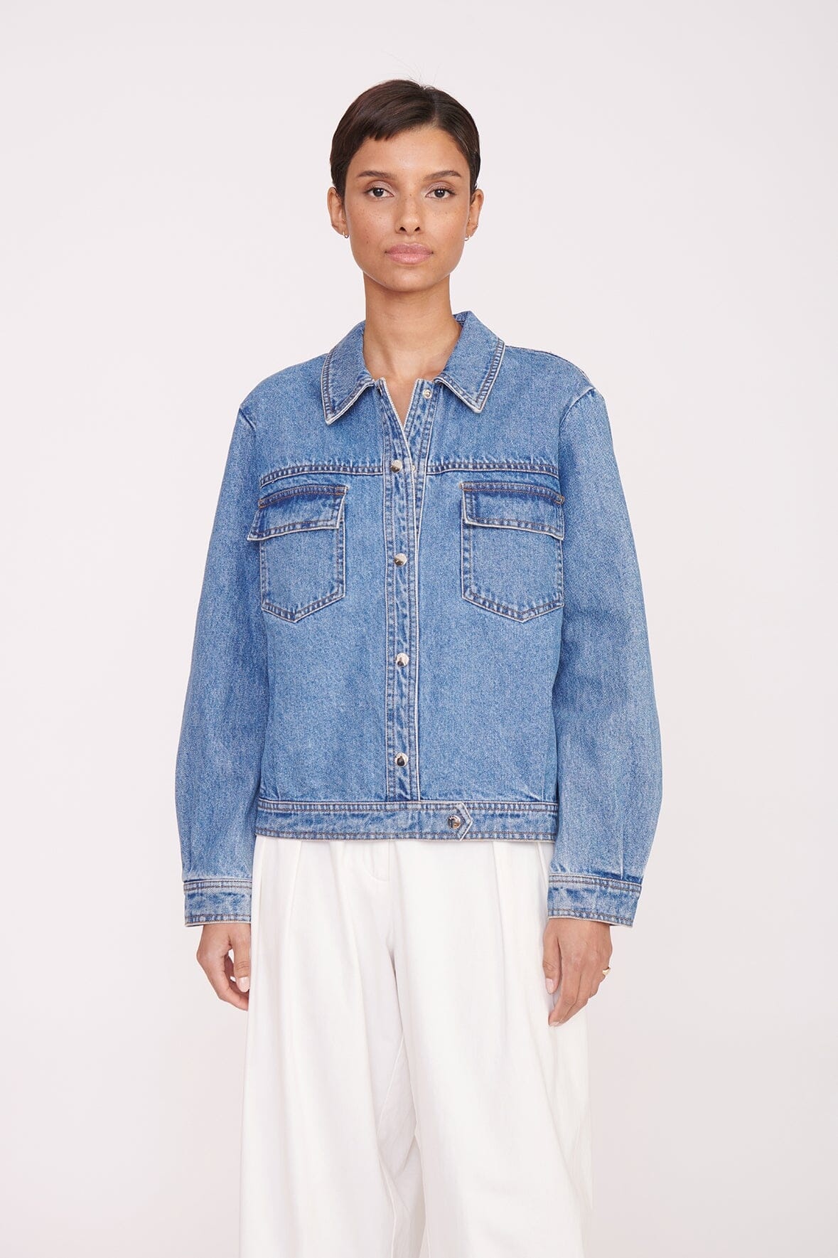 STAUD CUSTOM CLASSIC OVERSIZED RYAN JACKET | MEDIUM WASH - 5