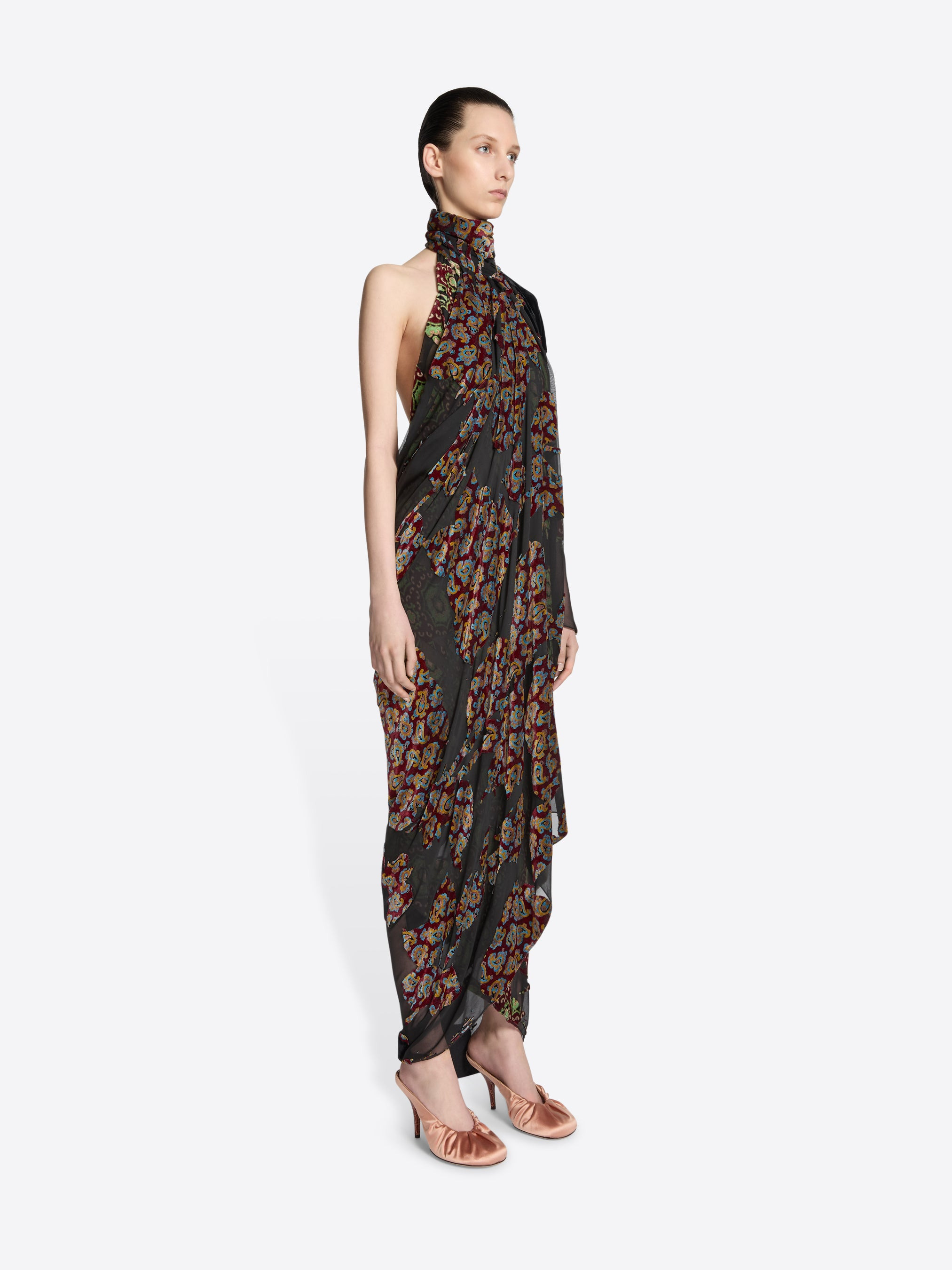 LAYERED VISCOSE SILK DRESS - 3