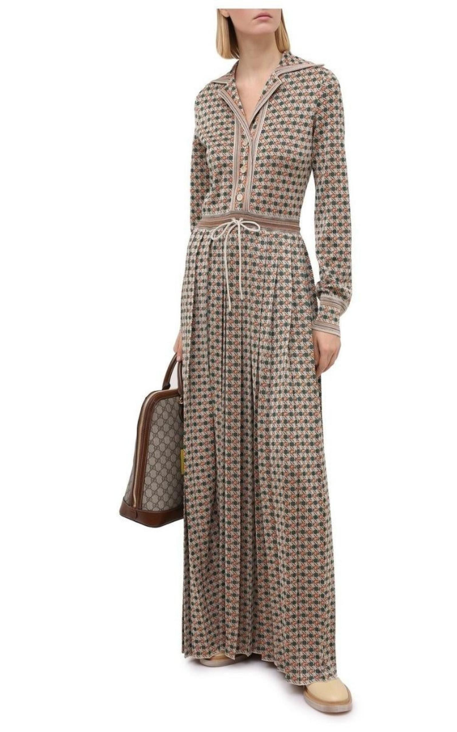 Gucci Long Square G Lamé Dress - 2
