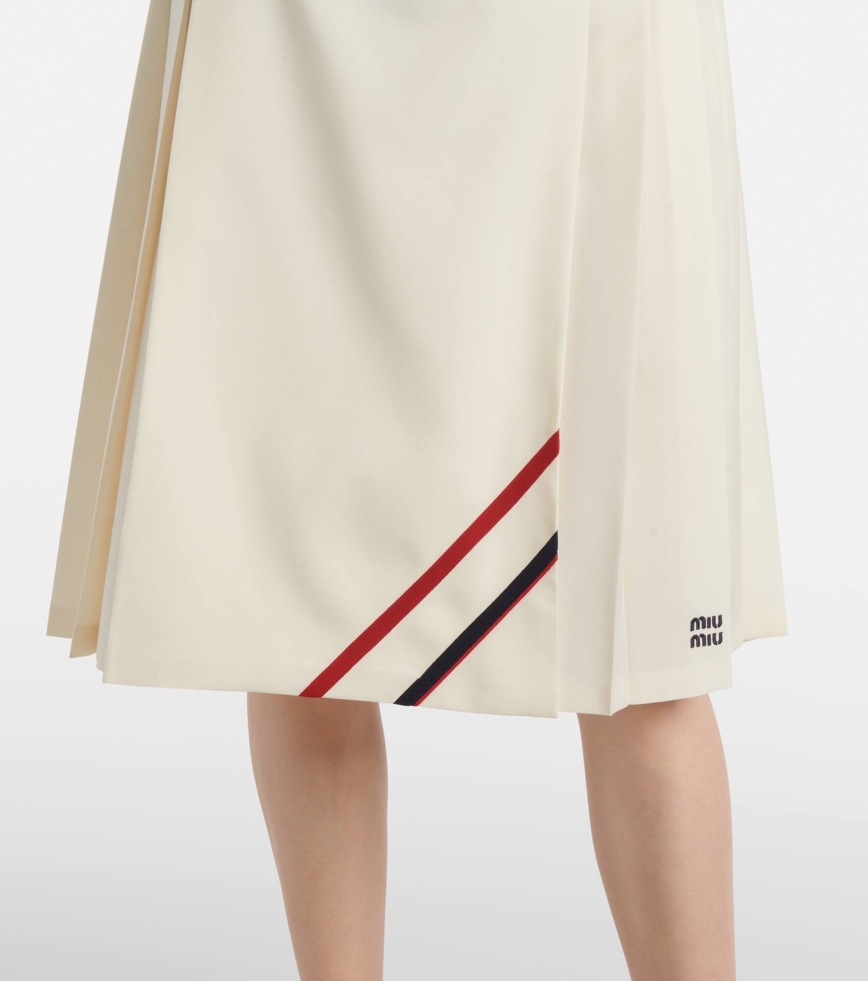 Pleated wool and mohair midi skirt - 5