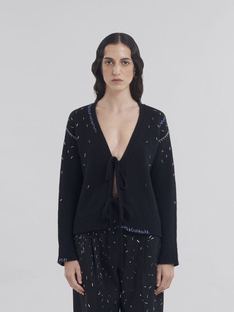 Marni LONG SLEEVED CARDIGAN CASHMERE BLEND WITH PEARL DETAIL outlook