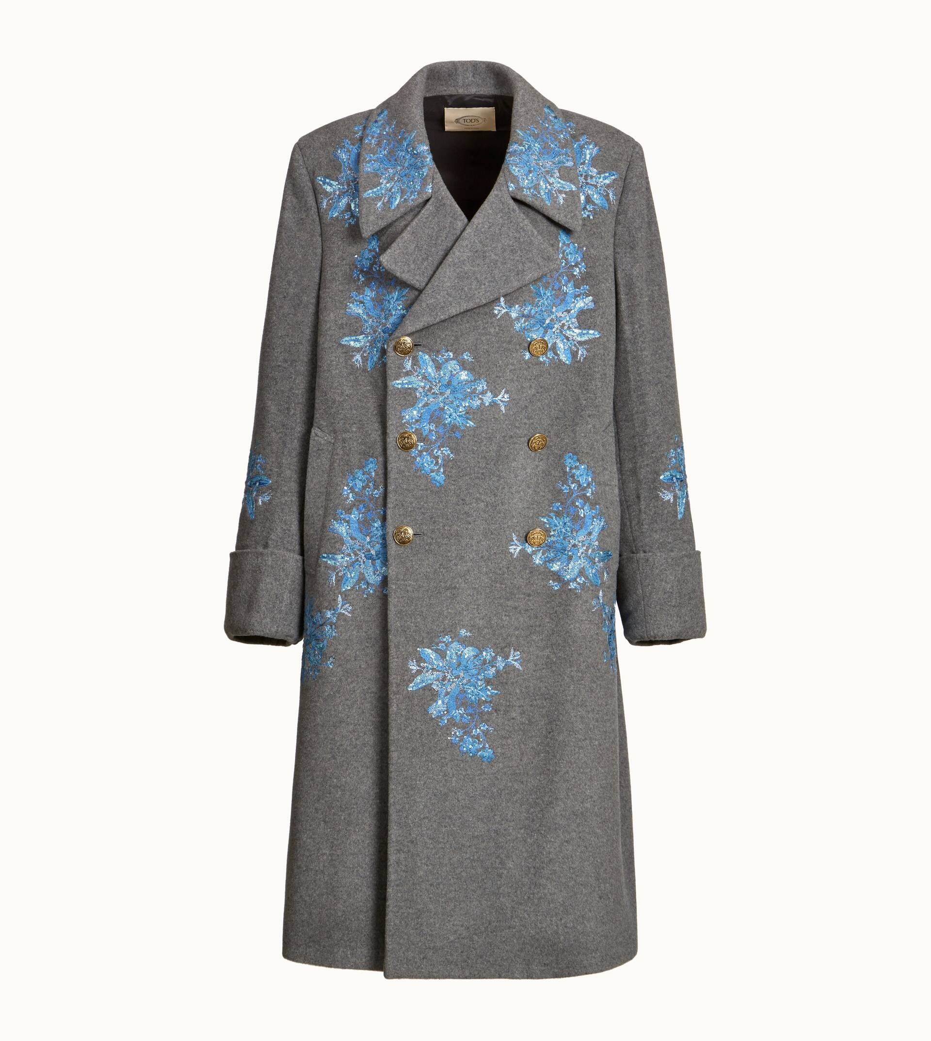 DOUBLE BREASTED COAT - GREY, LIGHT BLUE - 1