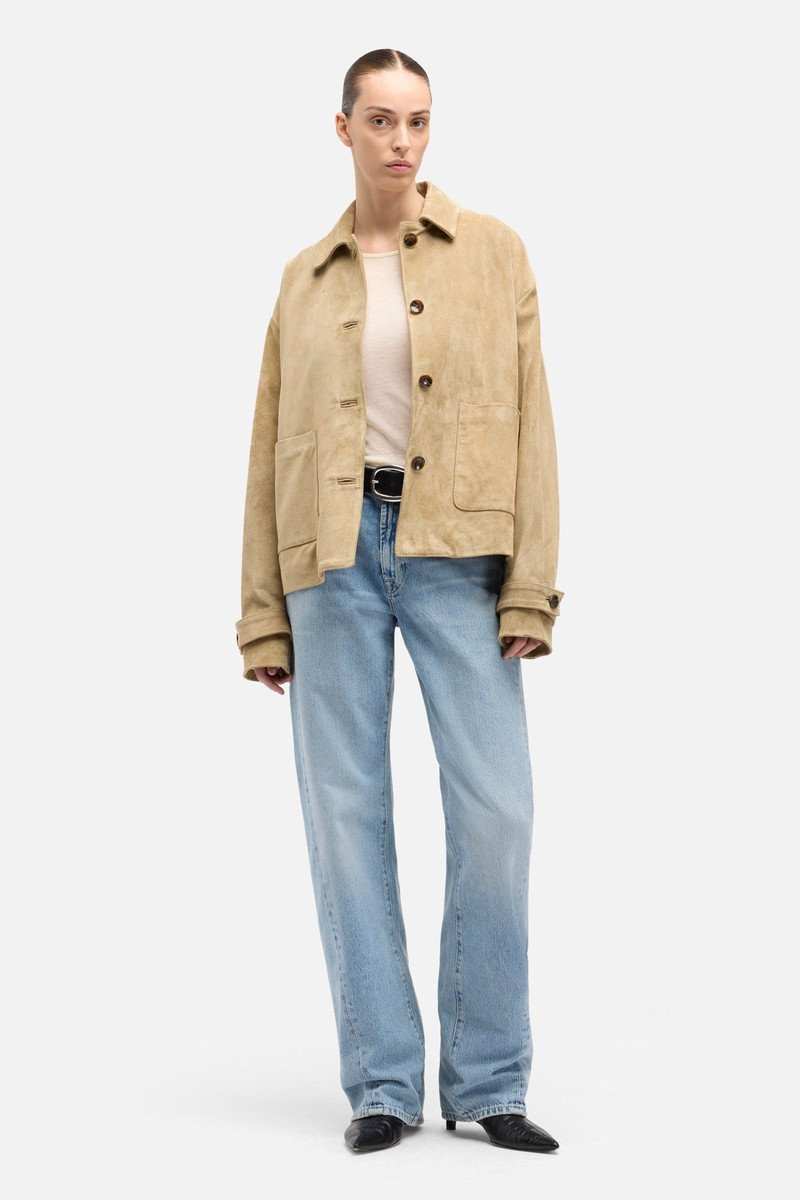 7 For All Mankind Suede Cropped Chore Jacket in Safari outlook