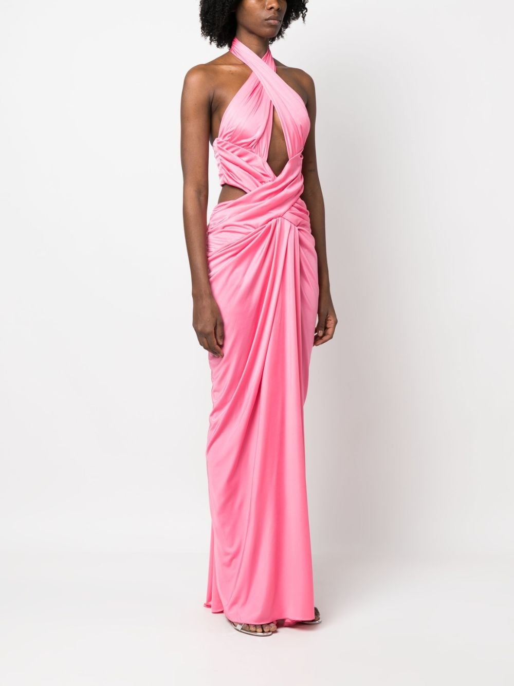 draped halterneck maxi dress - 3