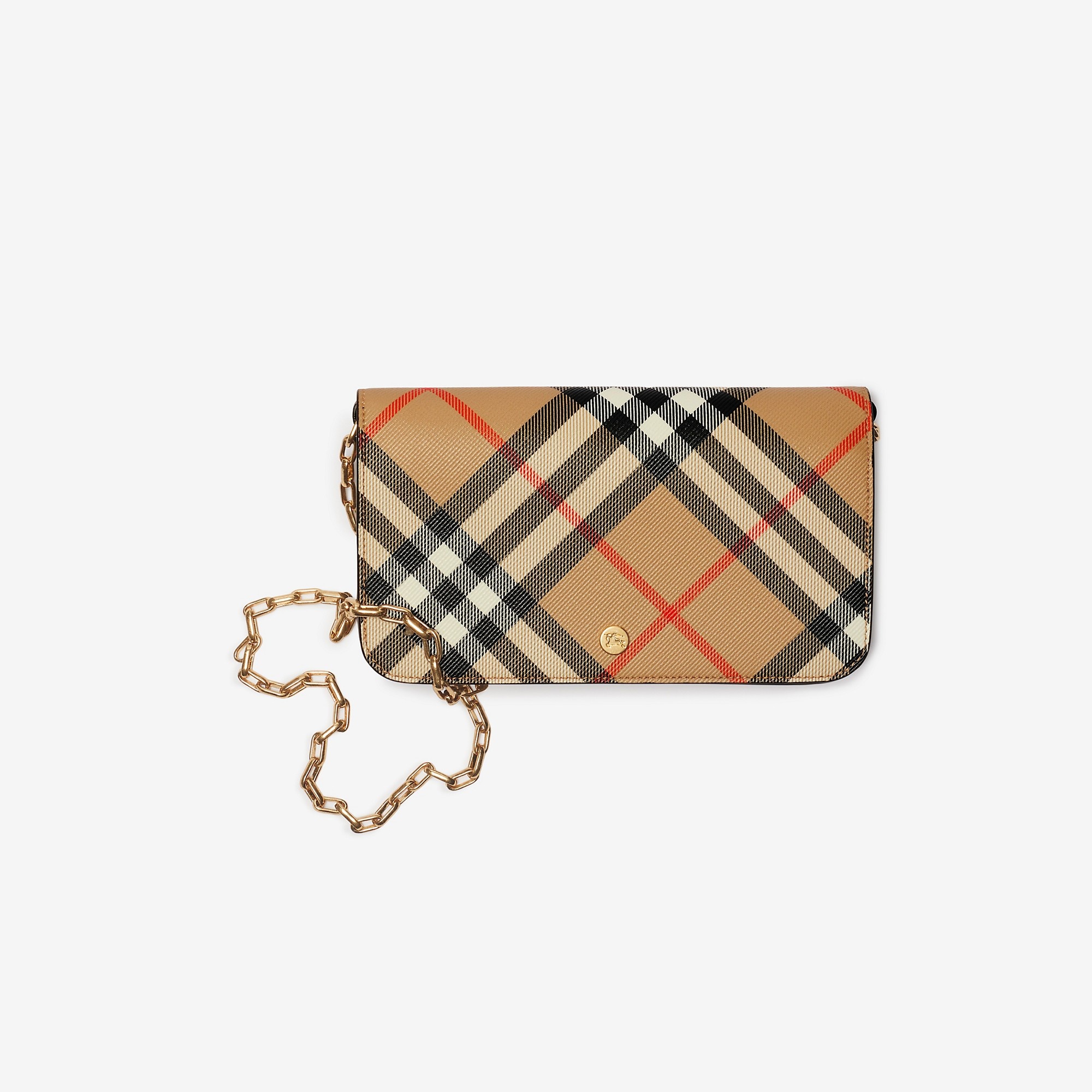 【BURBERRY】ブラック スニップ Chain Strap ウォレット Burberry Snip Flap Leather Wallet on Chain | Neiman Marcus