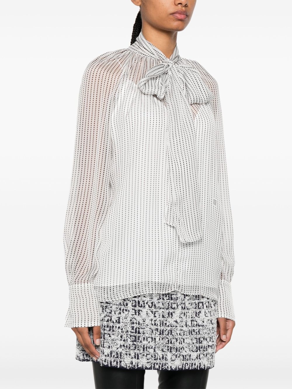 gathered-tie silk blouse - 3