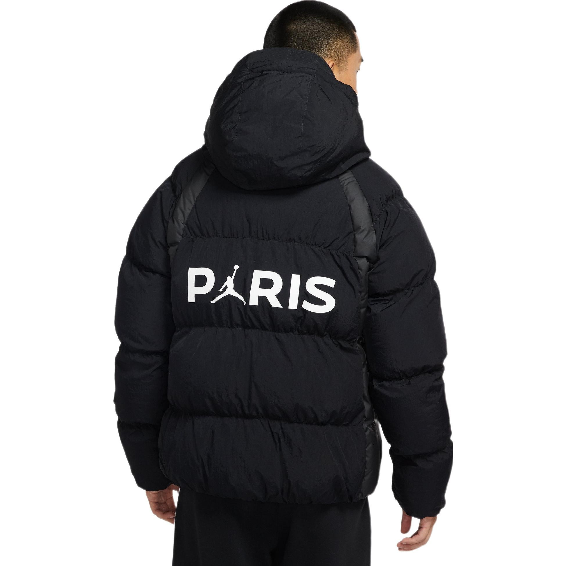 Men's Air Jordan Paris Saint-Germain Badge Hooded Loose Padded Black Jacket DB6495-010 - 5
