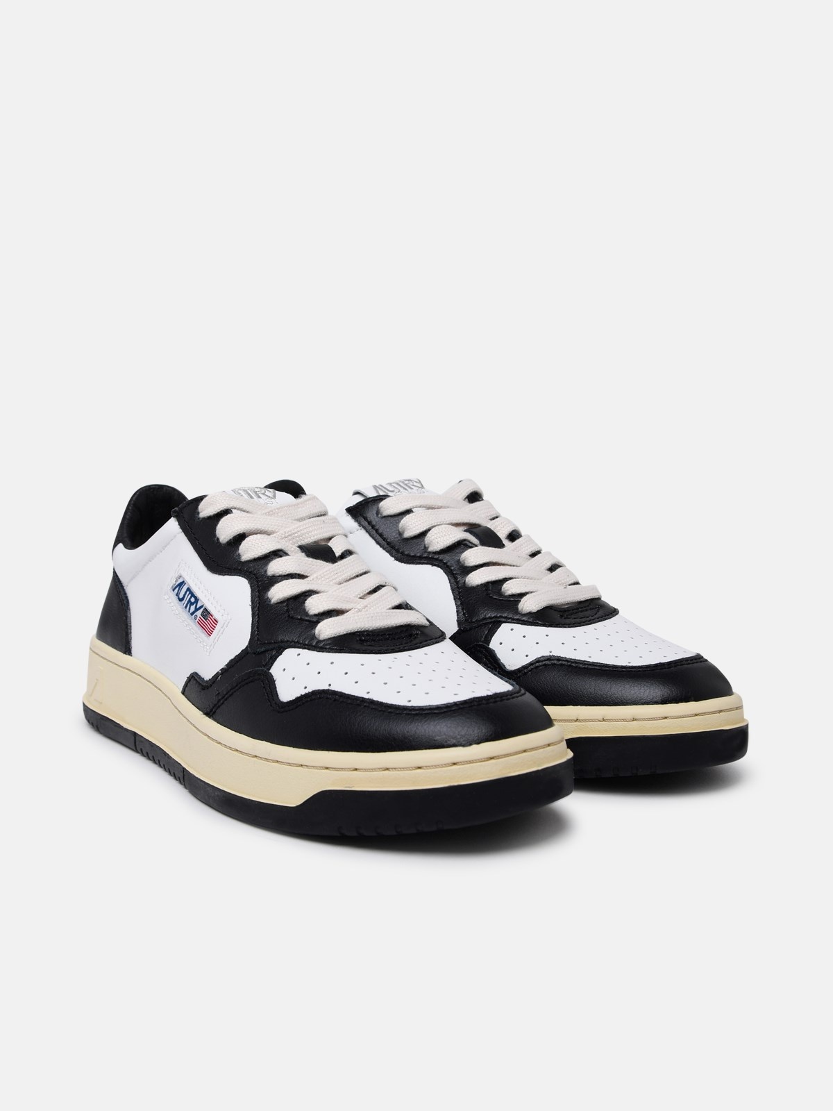 BLACK AND WHITE LEATHER MEDALIST SNEAKERS - 2