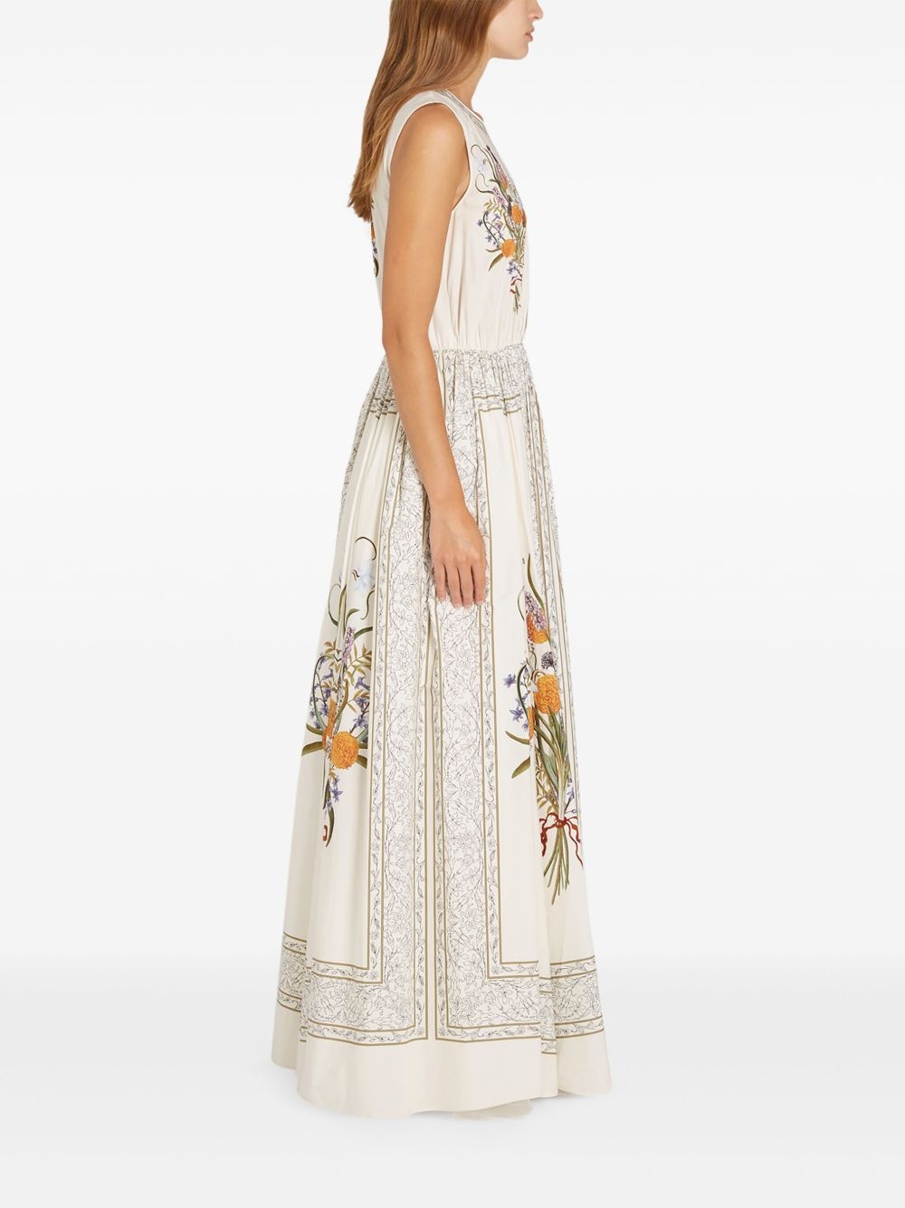 Marigold Bouquets-print poplin dress - 3