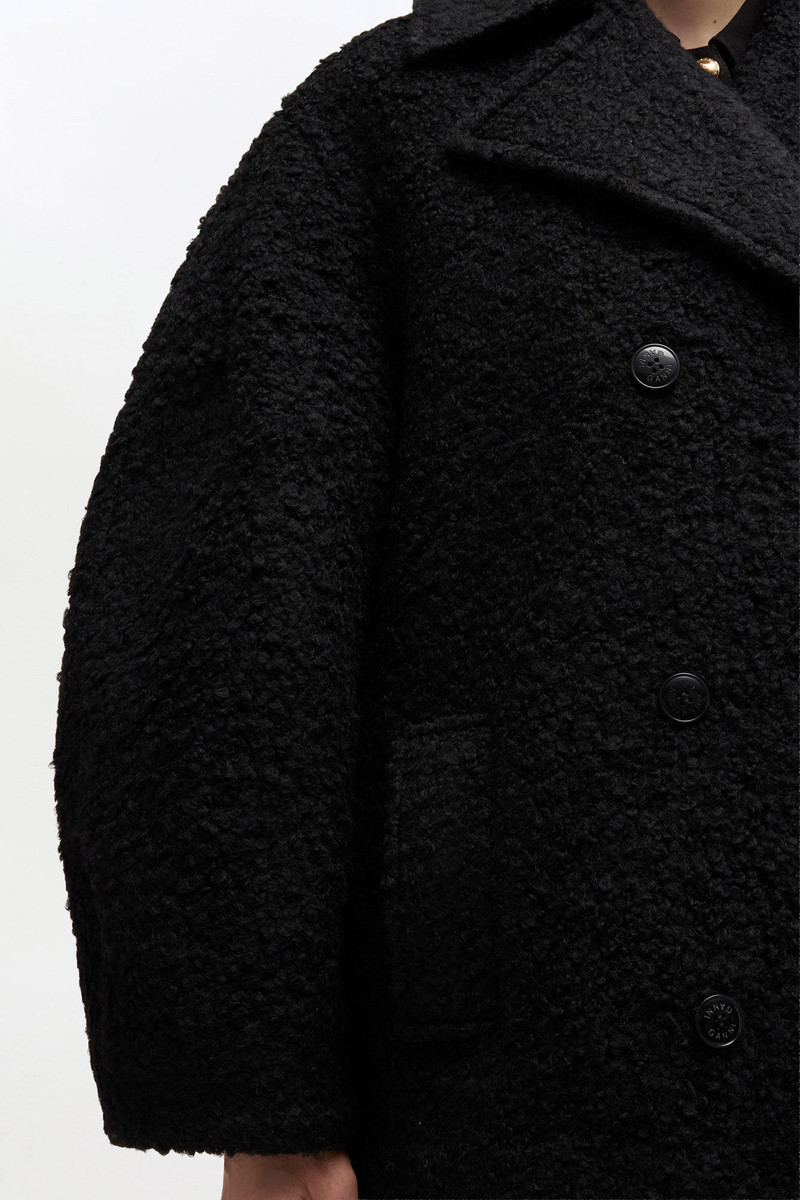 BLACK BOUCLE MIDI COAT 4
