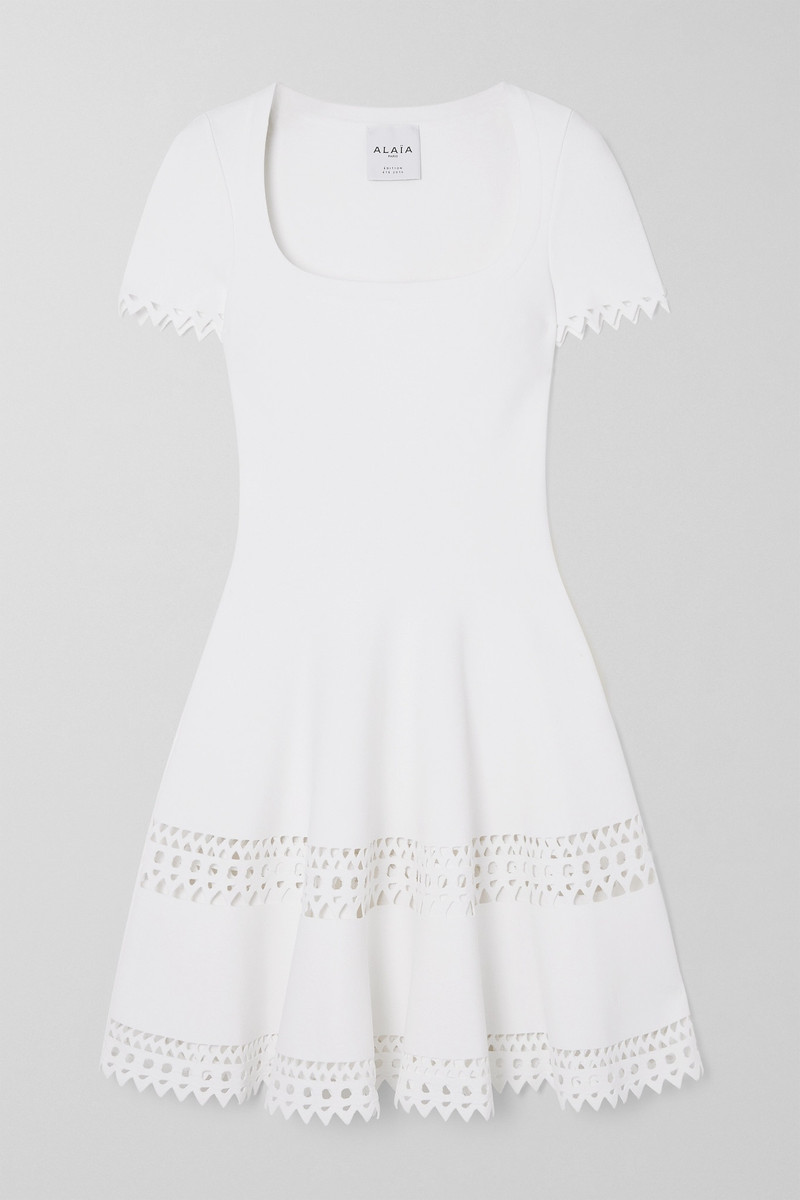 Editions laser-cut stretch-knit mini dress - 1