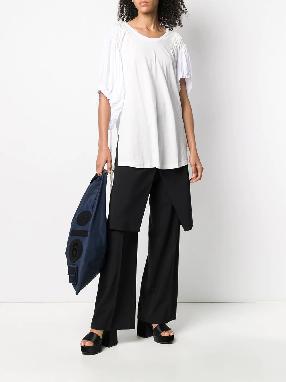 contrast sleeve oversized T-shirt - 2