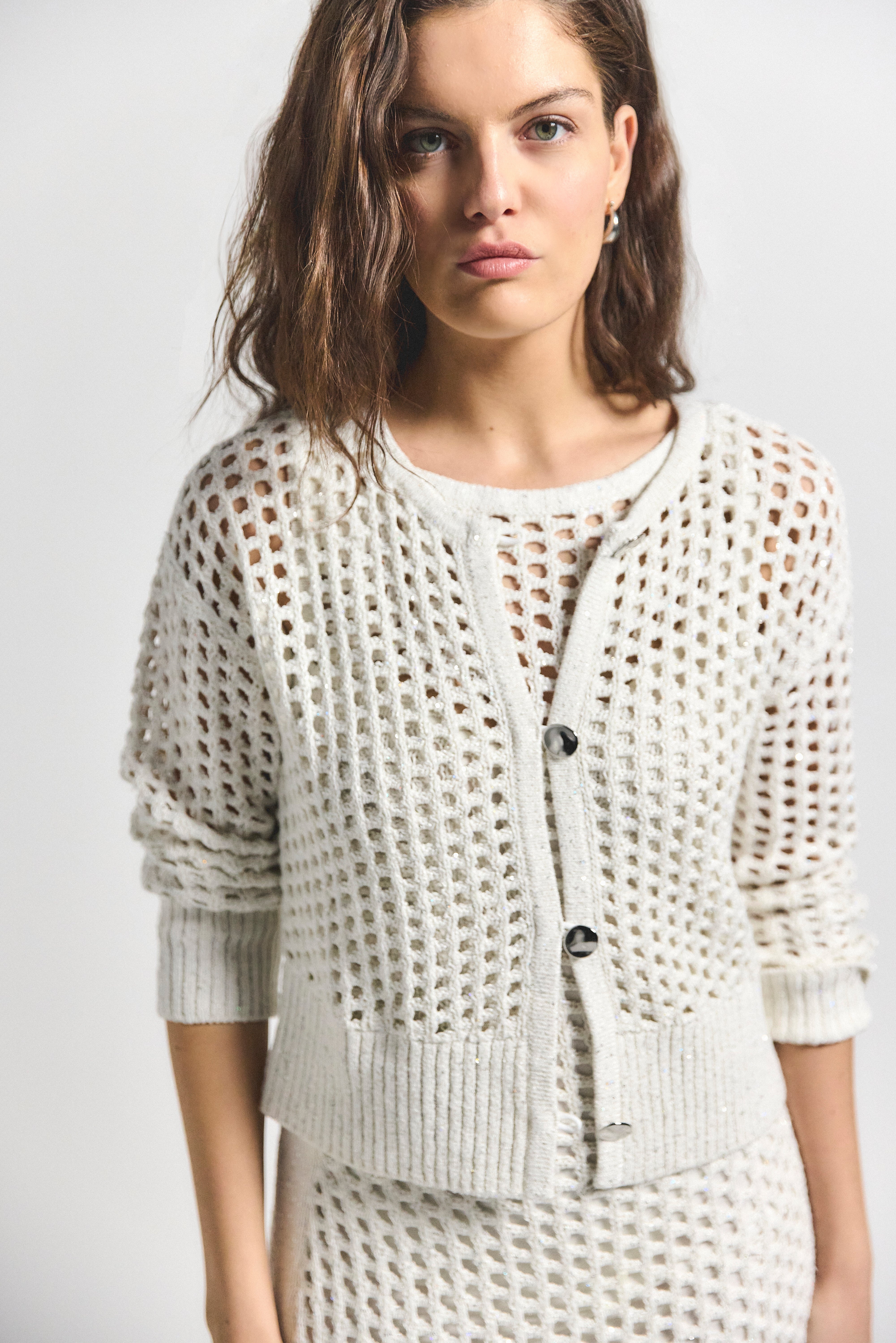 SYVIE CROCHET SEQUIN CARDIGAN - 3
