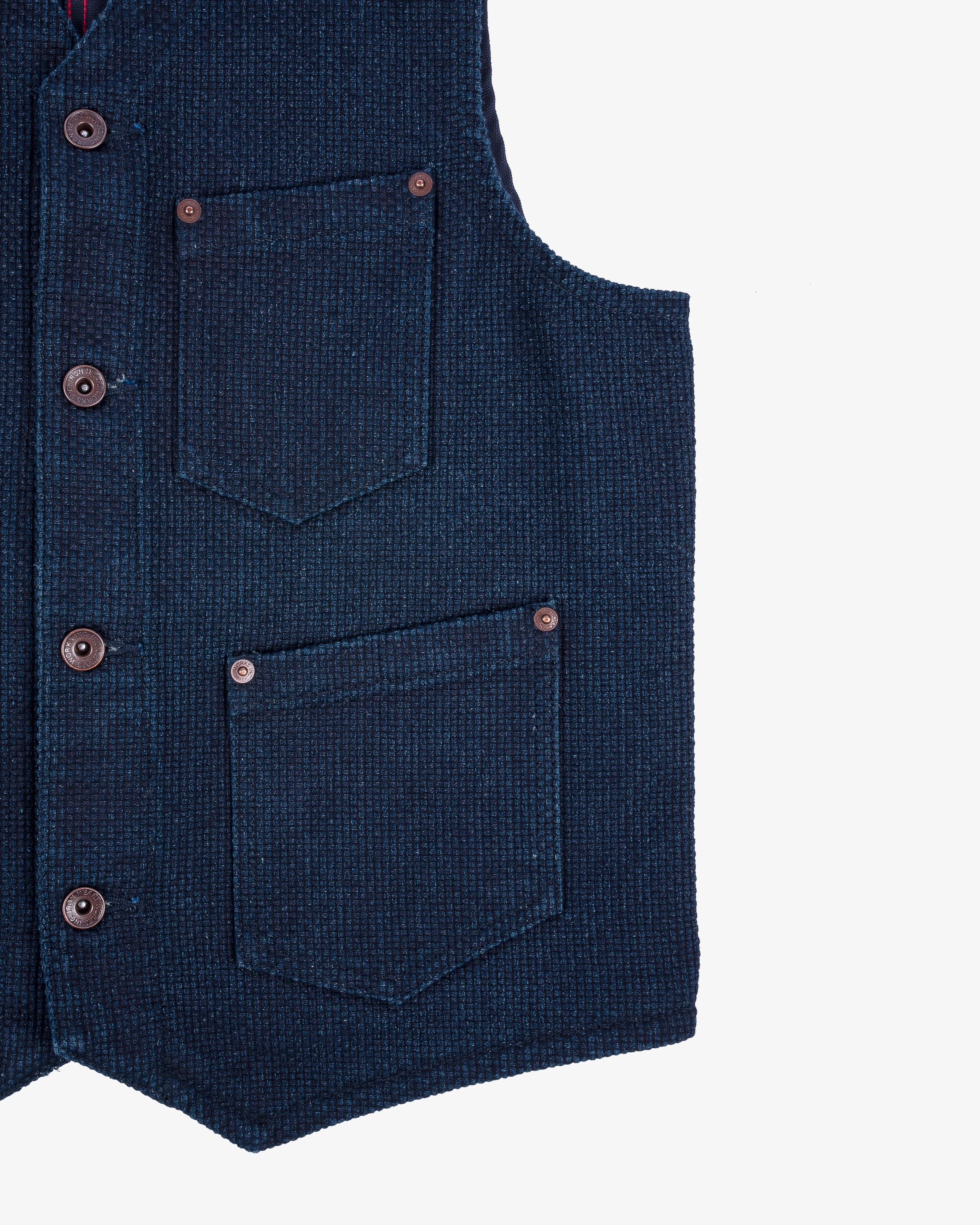 14OZ SASHIKO DOBBY CLOTH / DUCK WORK VEST - INDIGO - 7