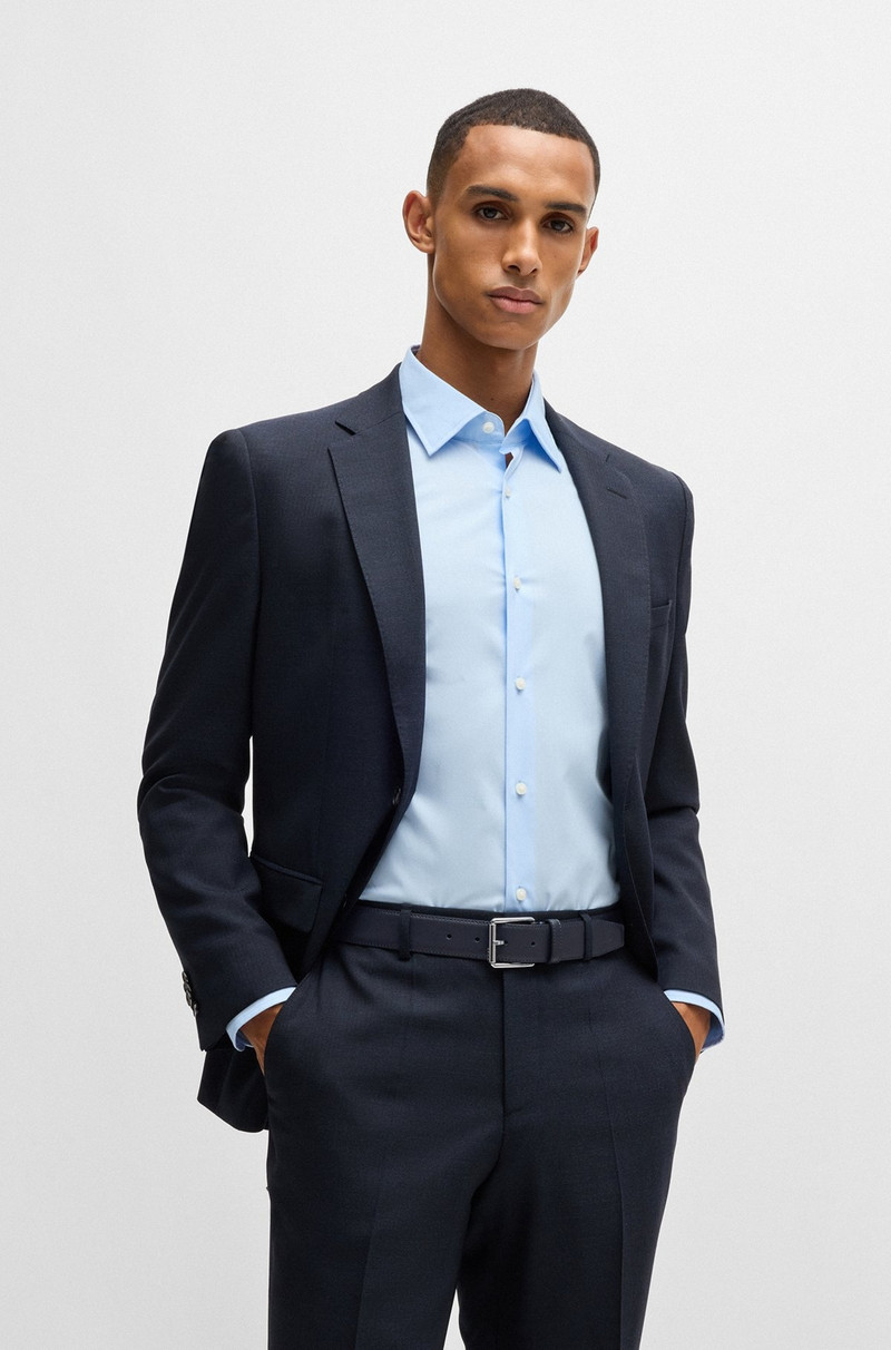 BOSS ITALIAN-LEATHER BELT WITH BRANDED ROLLER AND SILVER HARDWARE outlook