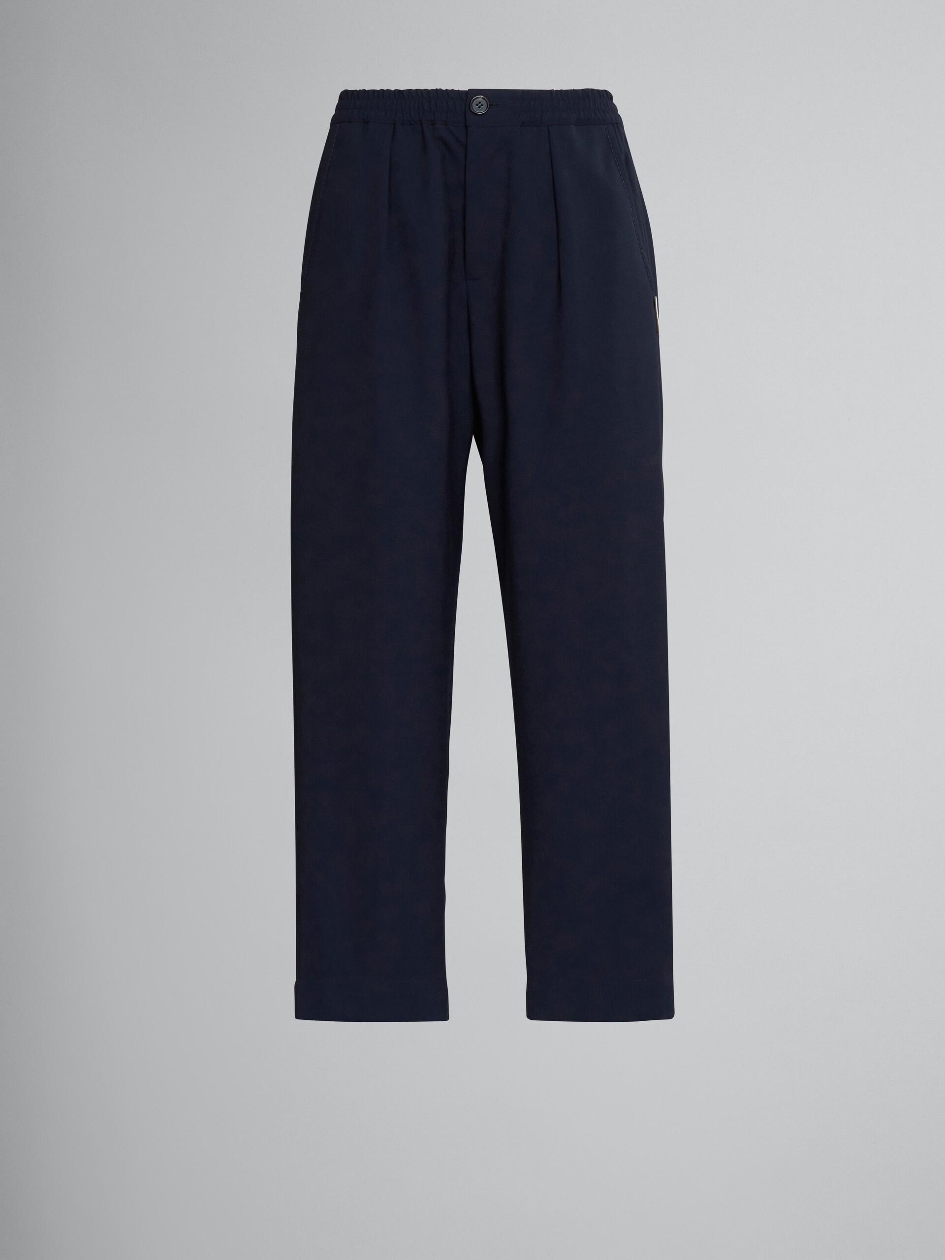 CROPPED TROUSERS IN BLUE TROPICAL WOOL - 1