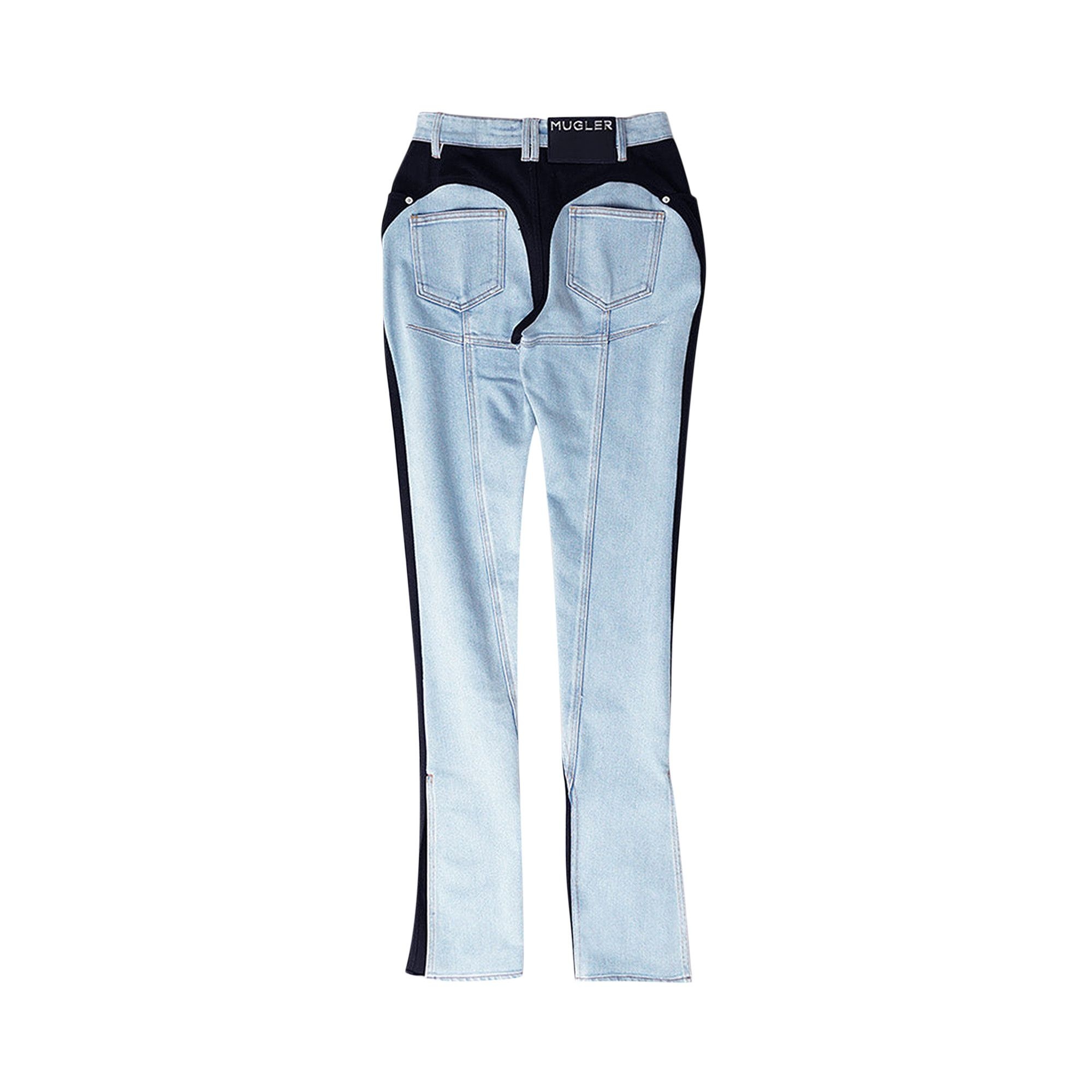 Mugler Bi-Color Skinny Jeans 'Tokyo Blue/Black' - 2