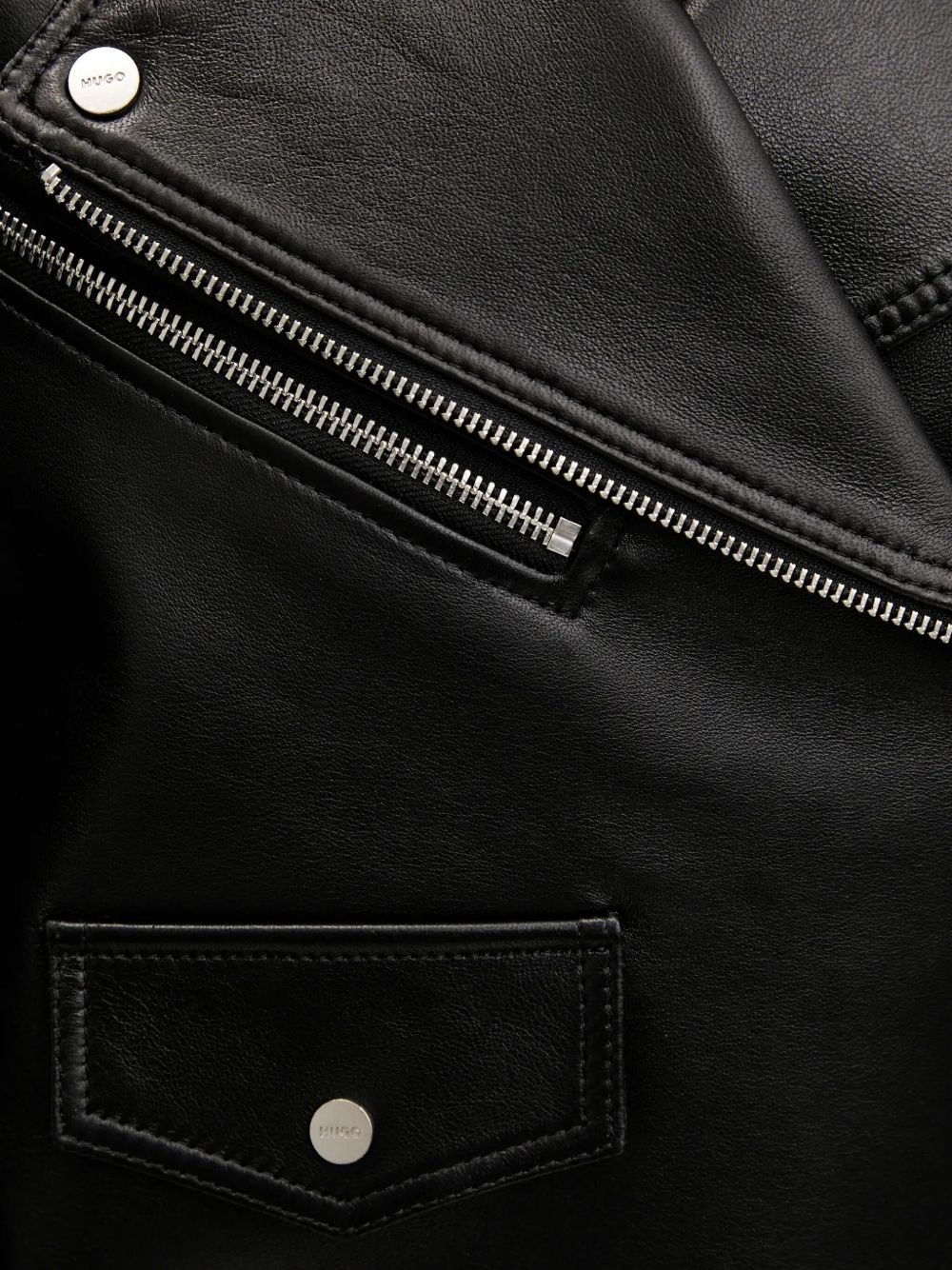 zipped leather biker jacket - 5