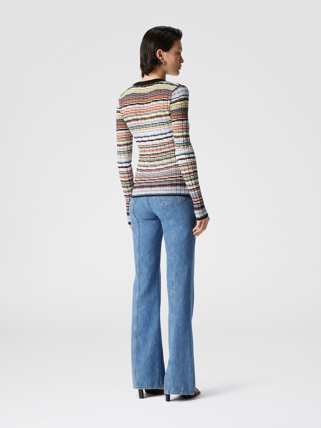 Striped cotton and viscose ribbed cardigan with contrasting trim - 3