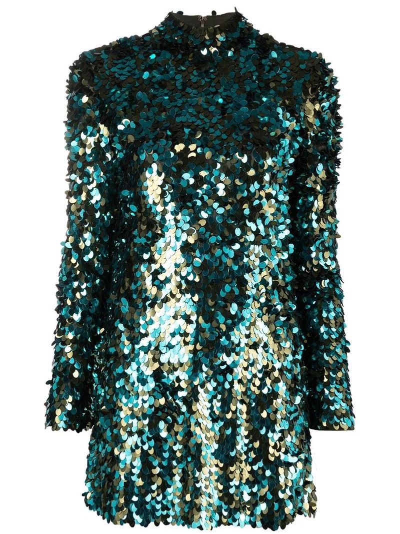 sequinned 긴 소매 minidress 1