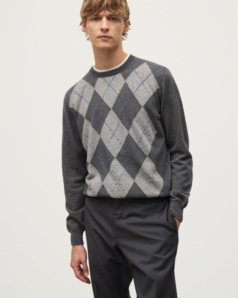 Johnstons of Elgin Argyll Mid Grey Cashmere Jumper outlook