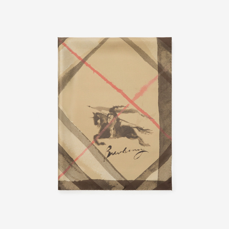 Wide Watercolour Check Silk Scarf 4