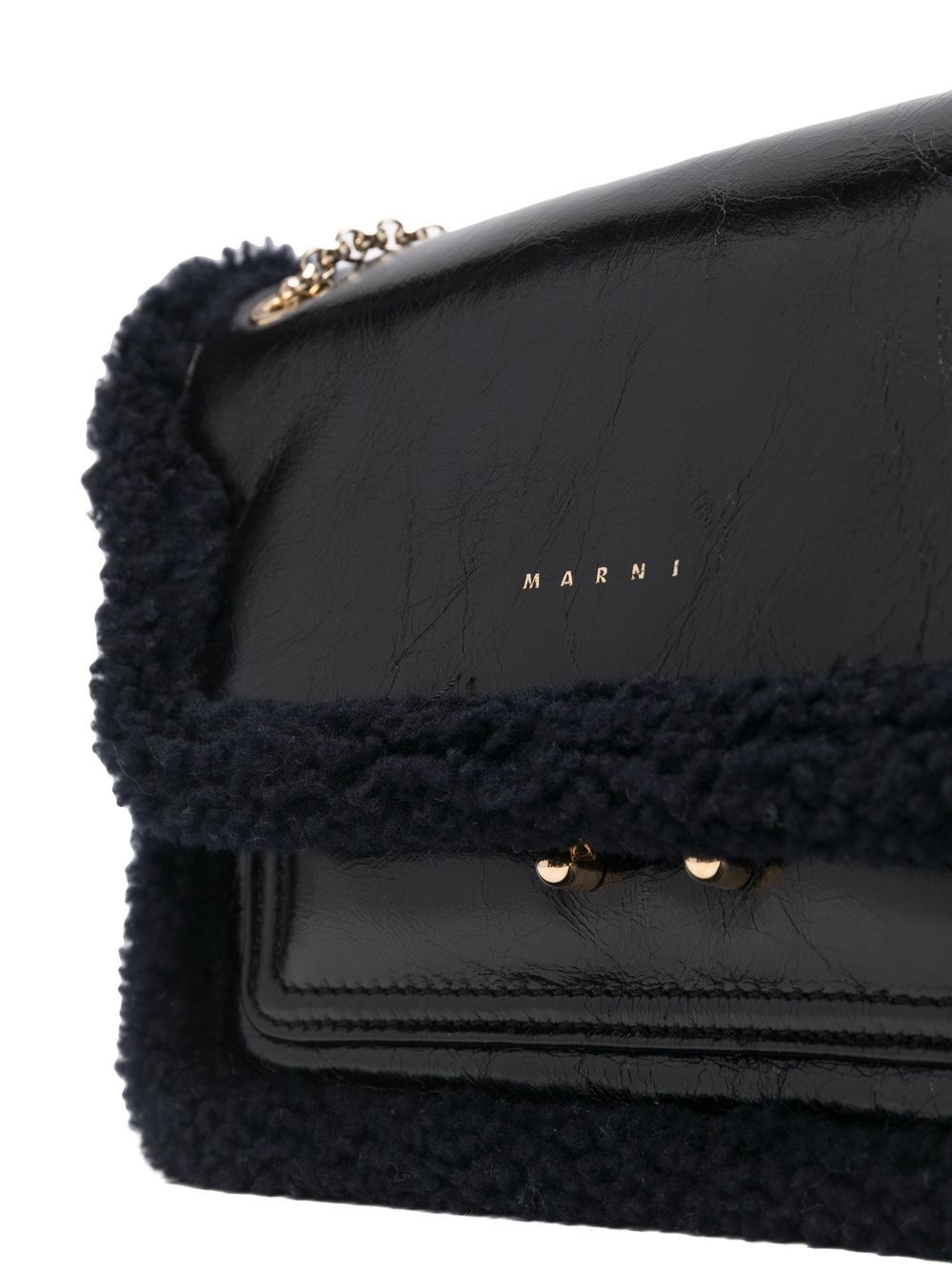 shearling-trim shoulder bag - 5