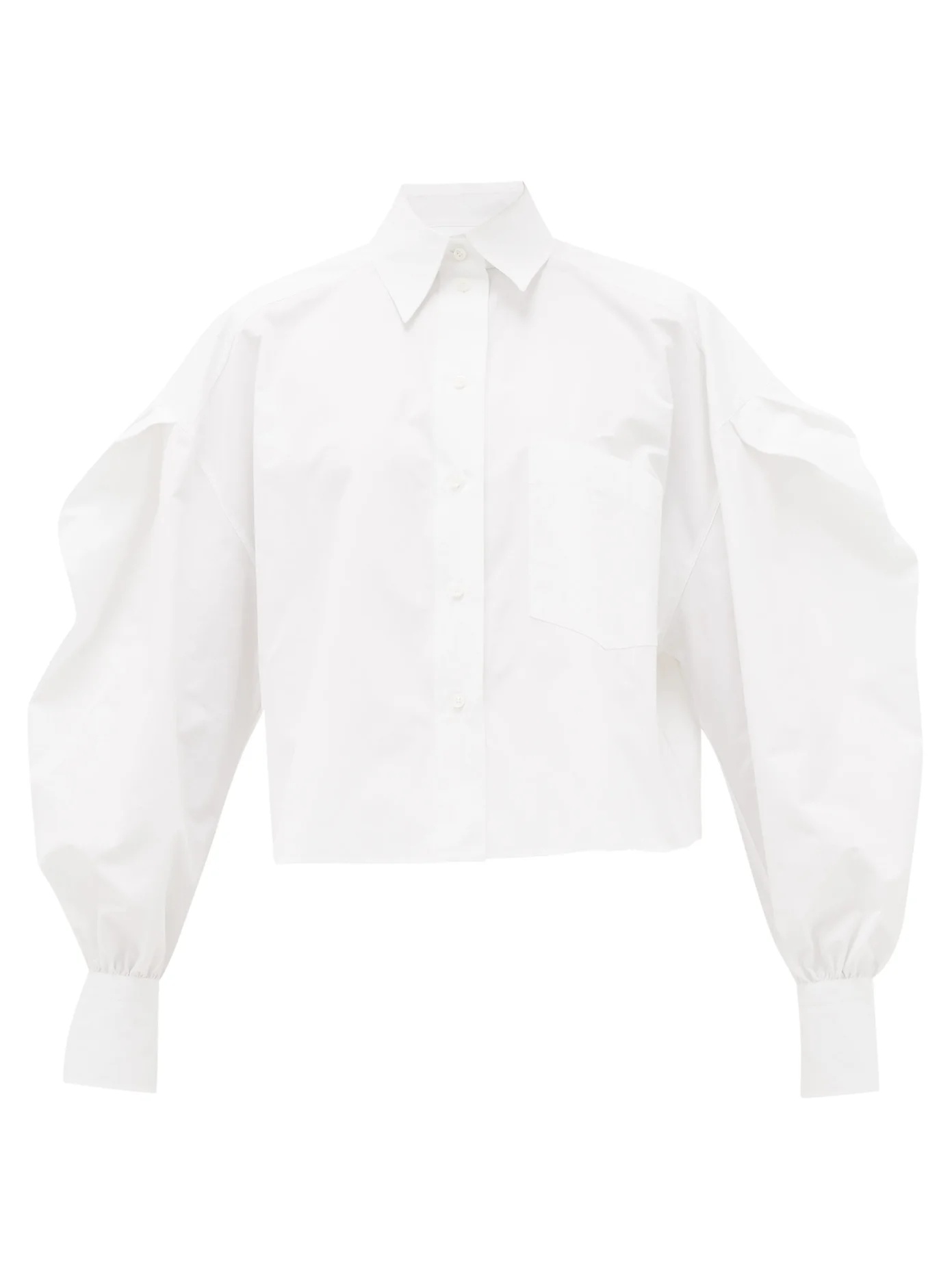 Puff-sleeved cotton shirt - 1