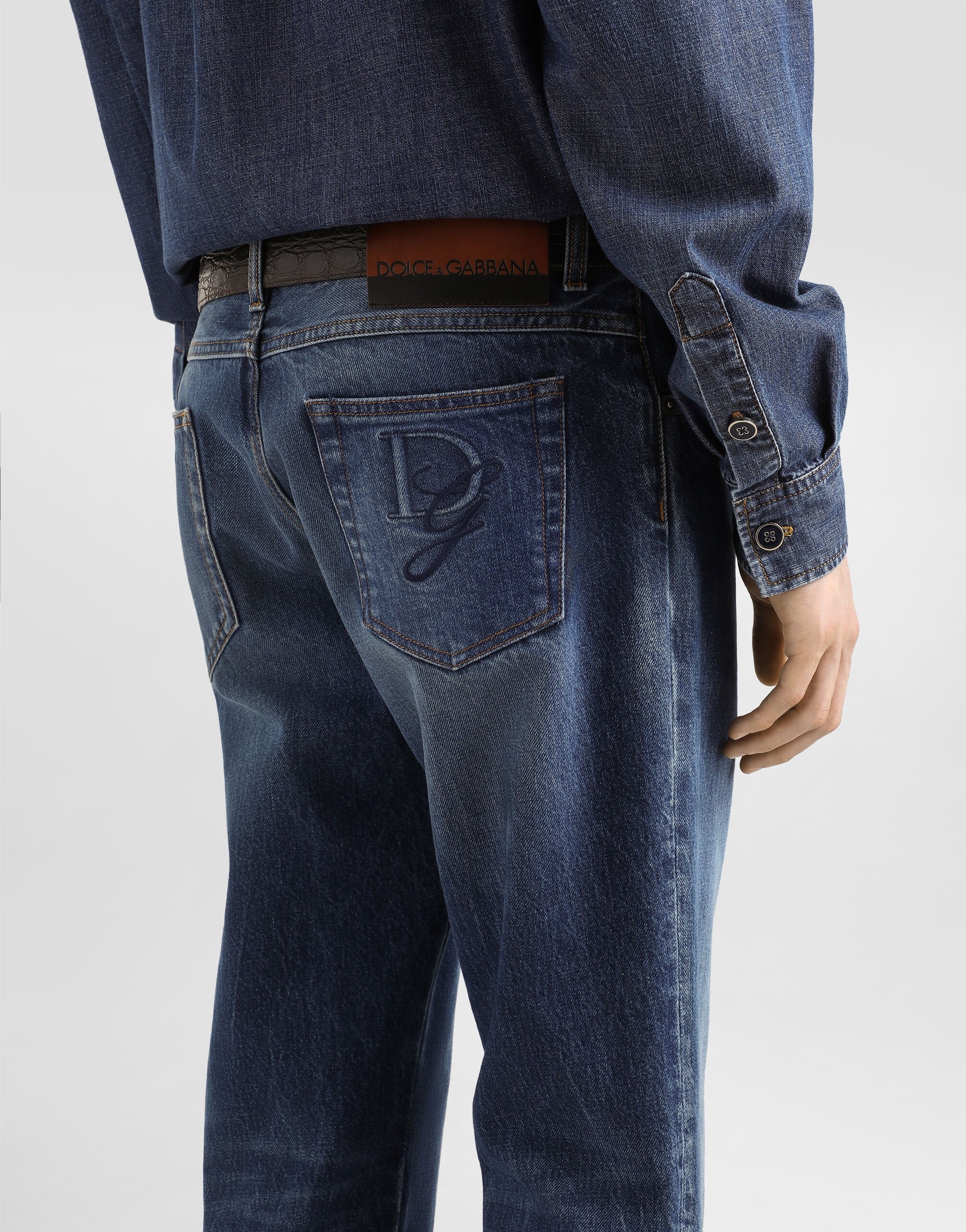 Regular-fit cotton jeans with tag - 5