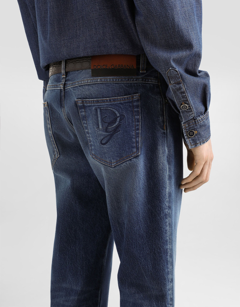 Regular-fit cotton jeans with tag 5