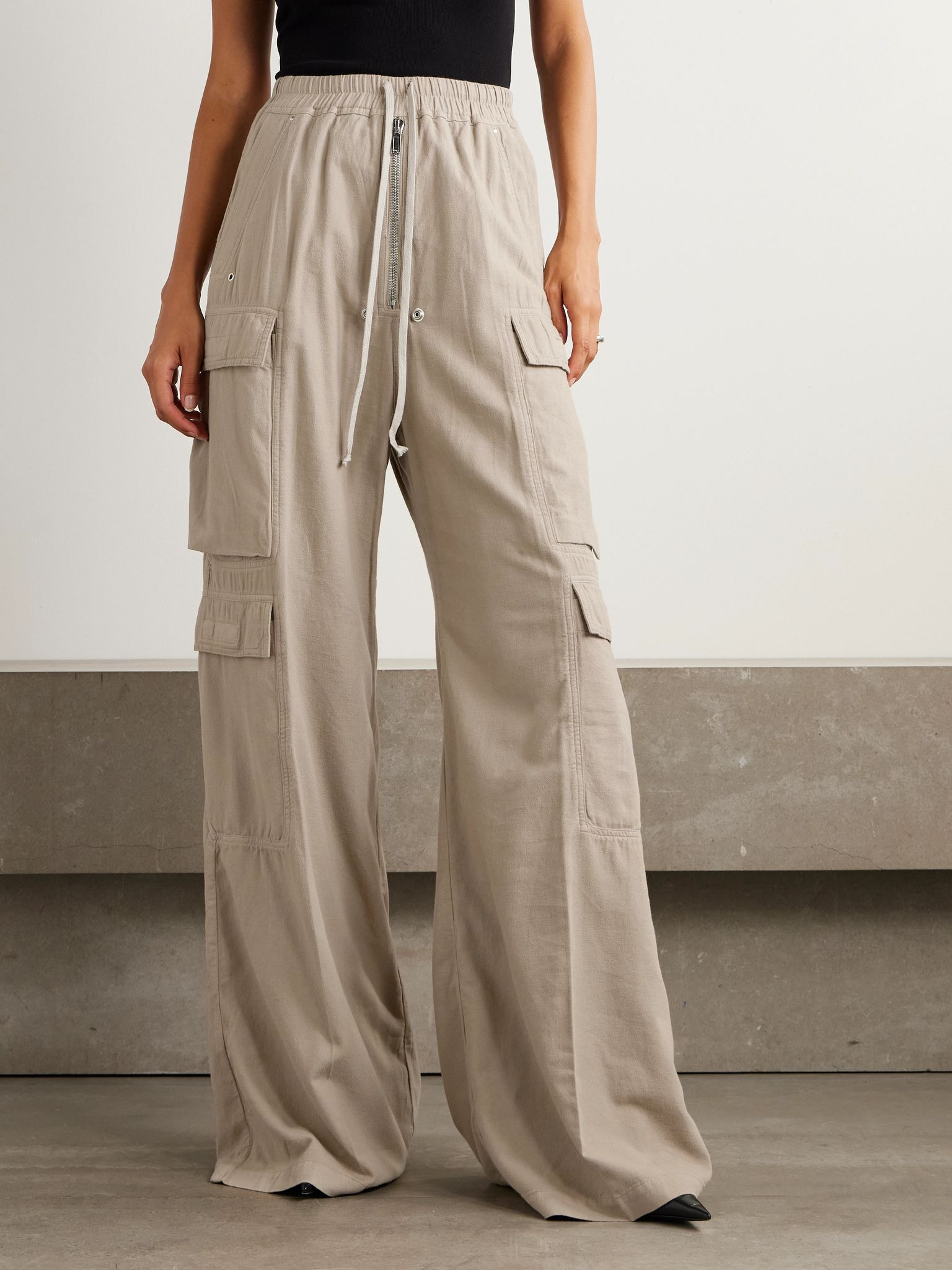 Jumbo Belas cotton-twill wide-leg cargo pants Beige - 3