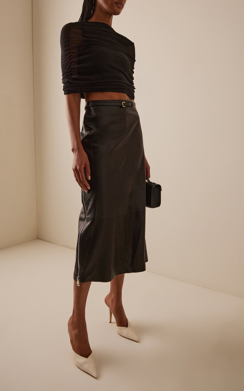 BRANDON MAXWELL Exclusive Lyra Shirred Knit Top black outlook