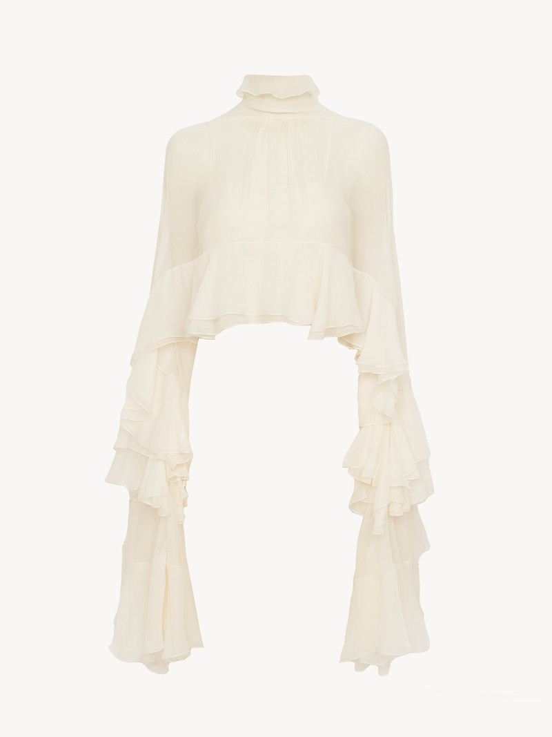 Chloé HIGH-LOW RUFFLE TOP IN SILK MOUSSELINE outlook