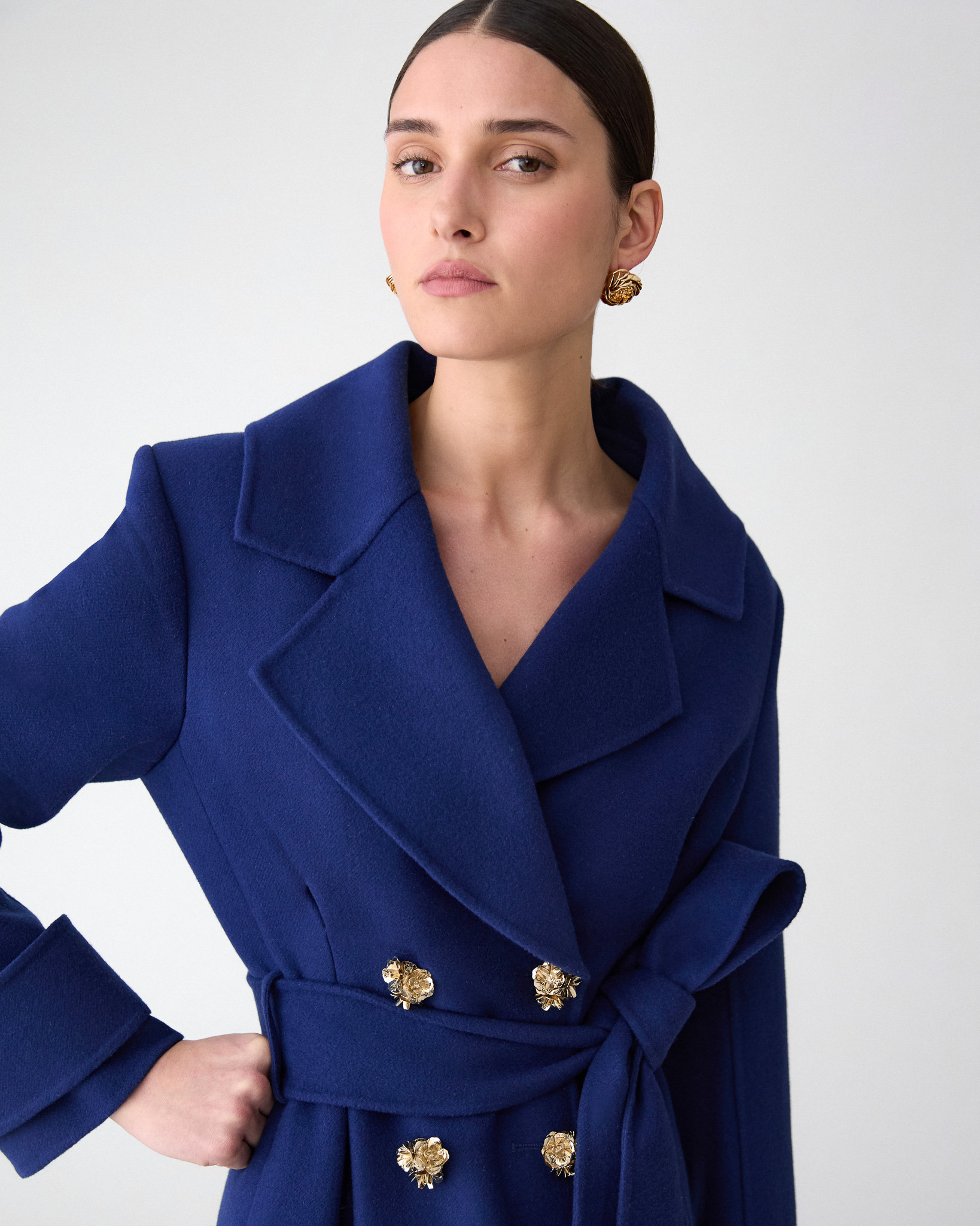 Double-Faced Wool Long Peacoat - 4