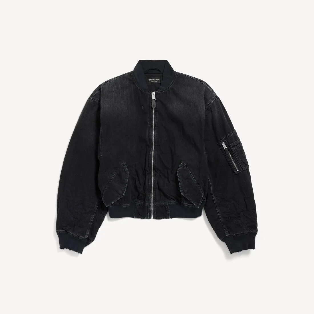 Men's Standard Denim Bomber in Black - 1