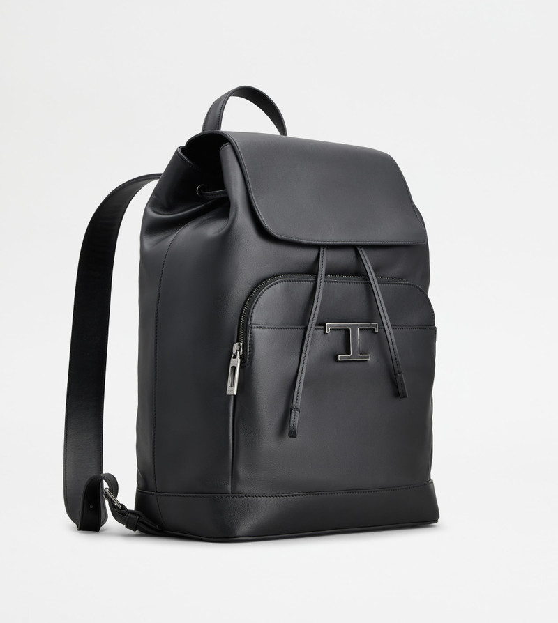 Tod's T TIMELESS BACKPACK IN LEATHER MEDIUM - BLACK outlook