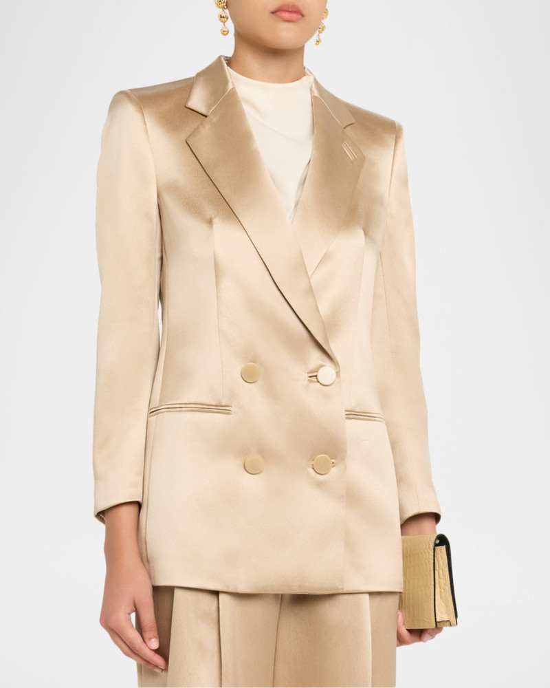 Satin Double-Breasted Blazer Jacket 4