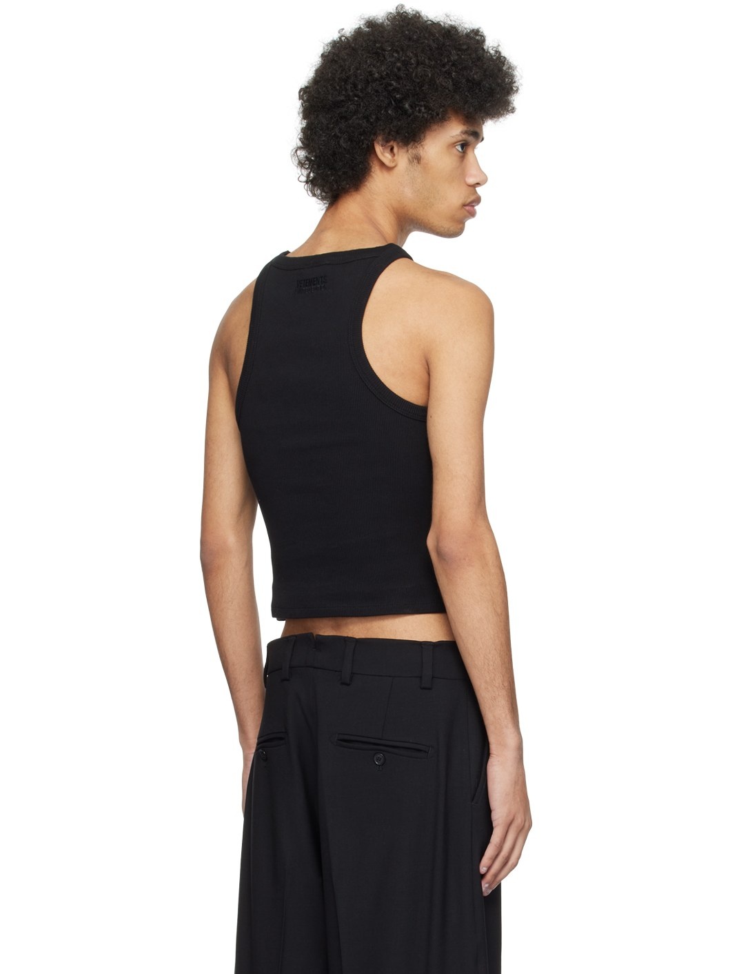 Black Embroidered Tank Top - 3