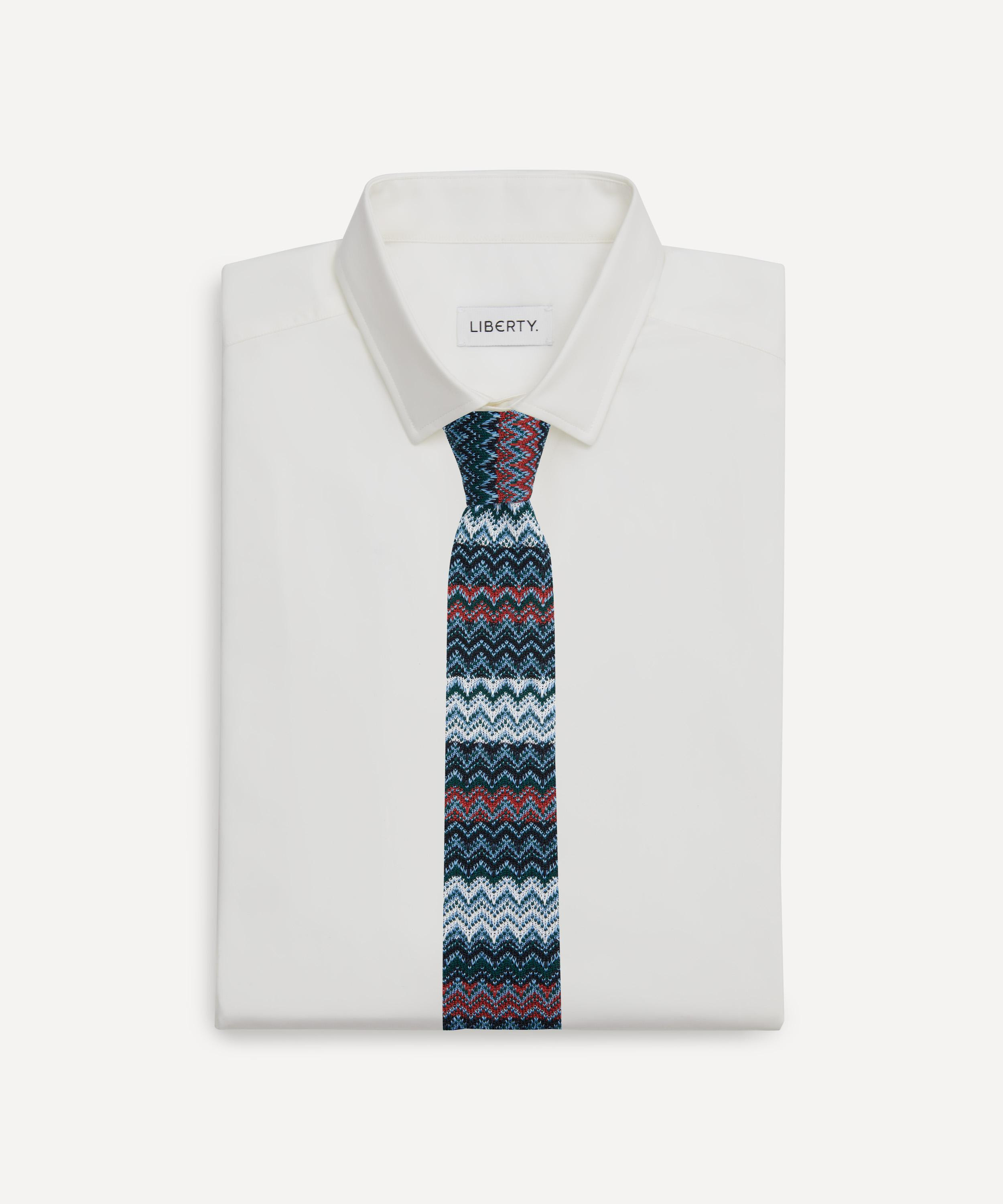 Blue-Multi Knitted Tie - 2