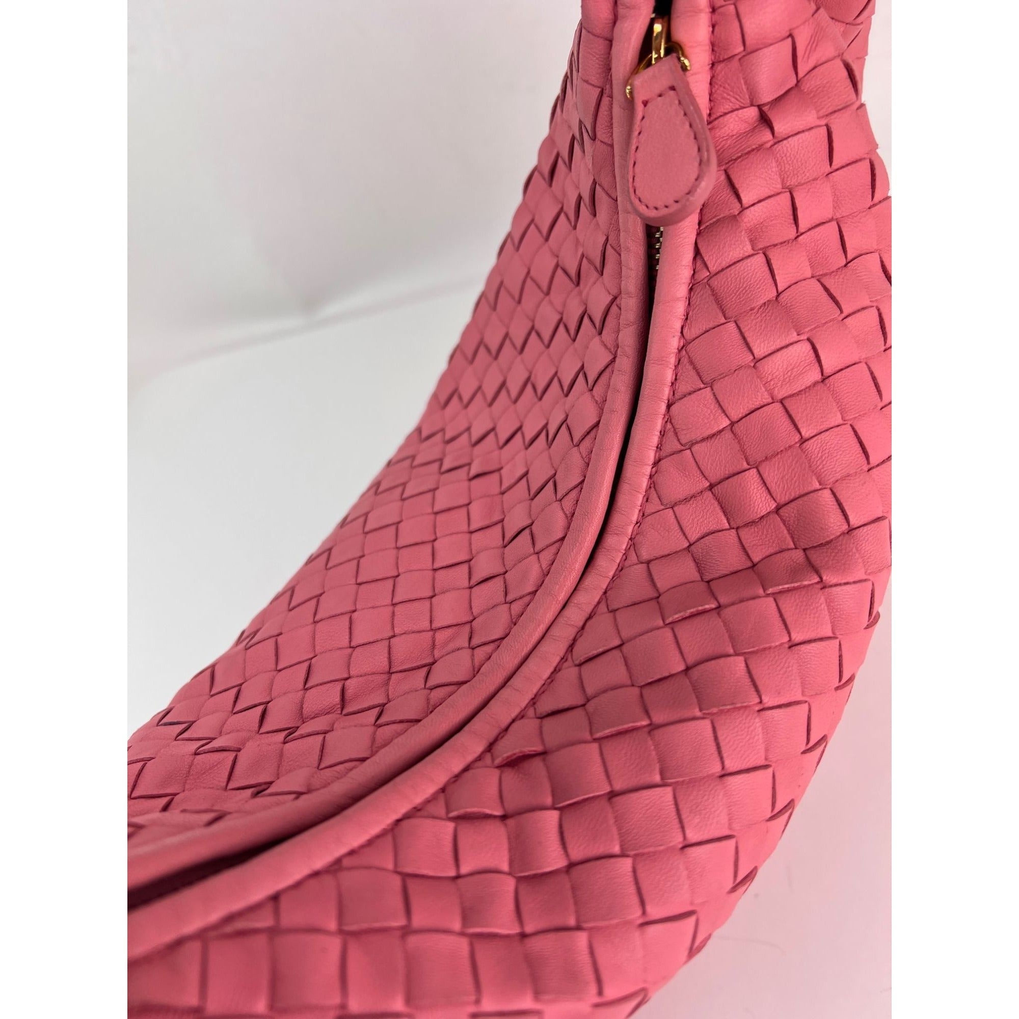 Bottega Veneta Nappa Intrecciato Medium Veneta Hobo Rose Pink Bag - 12