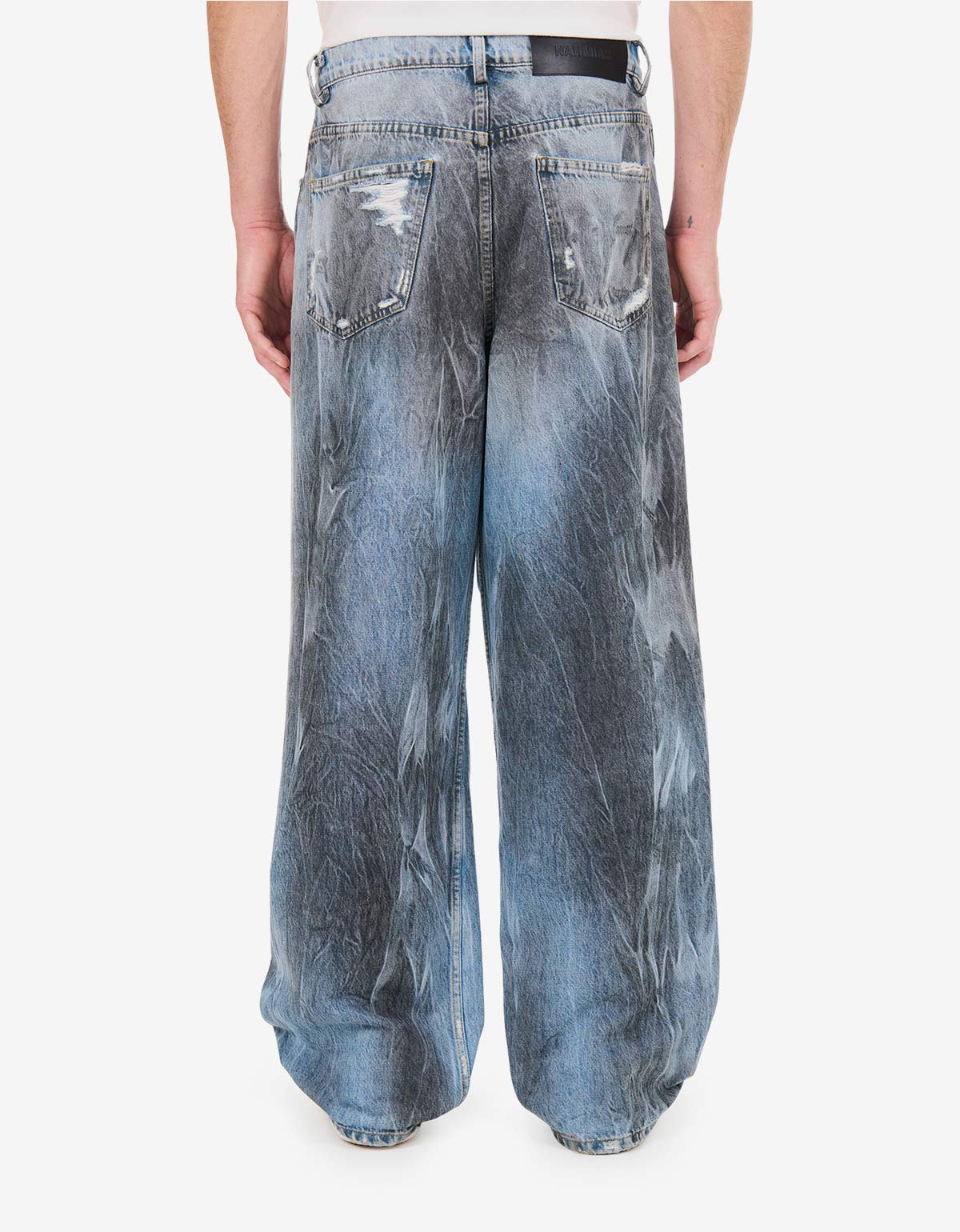 Nahmias Blue Thrashed Baggy Jeans - 2