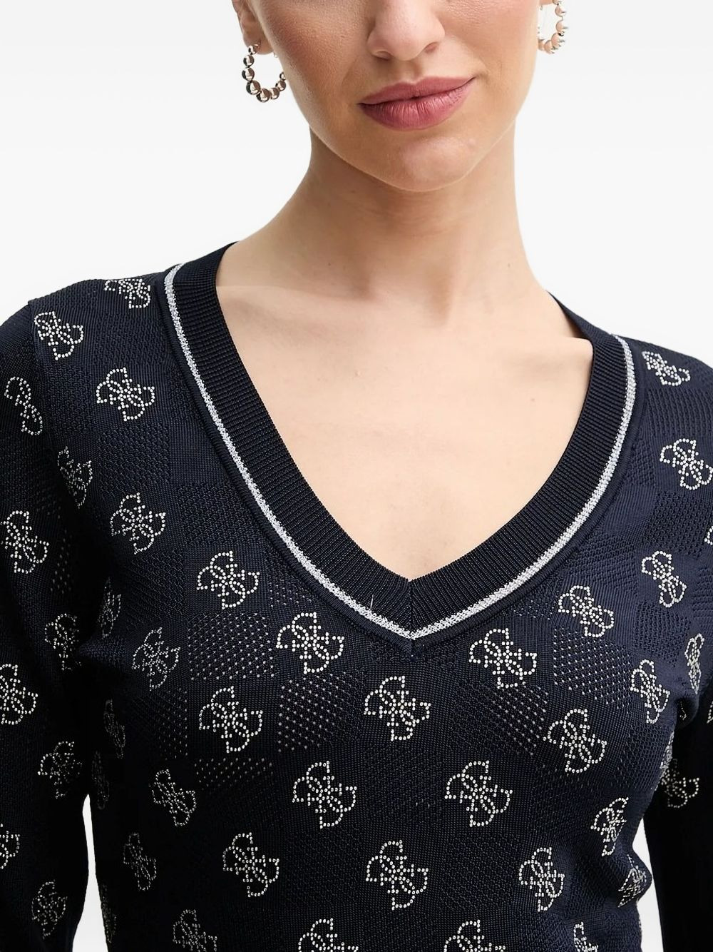 4G logo-pattern V-neck sweatshirt - 3