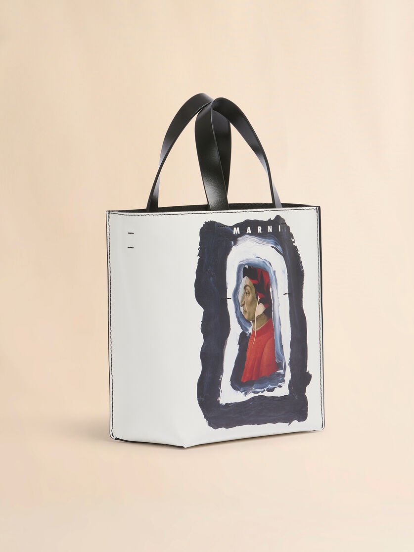 WHITE AND BLACK LEATHER MUSEO MINI BAG WITH DANTE PRINT - 5