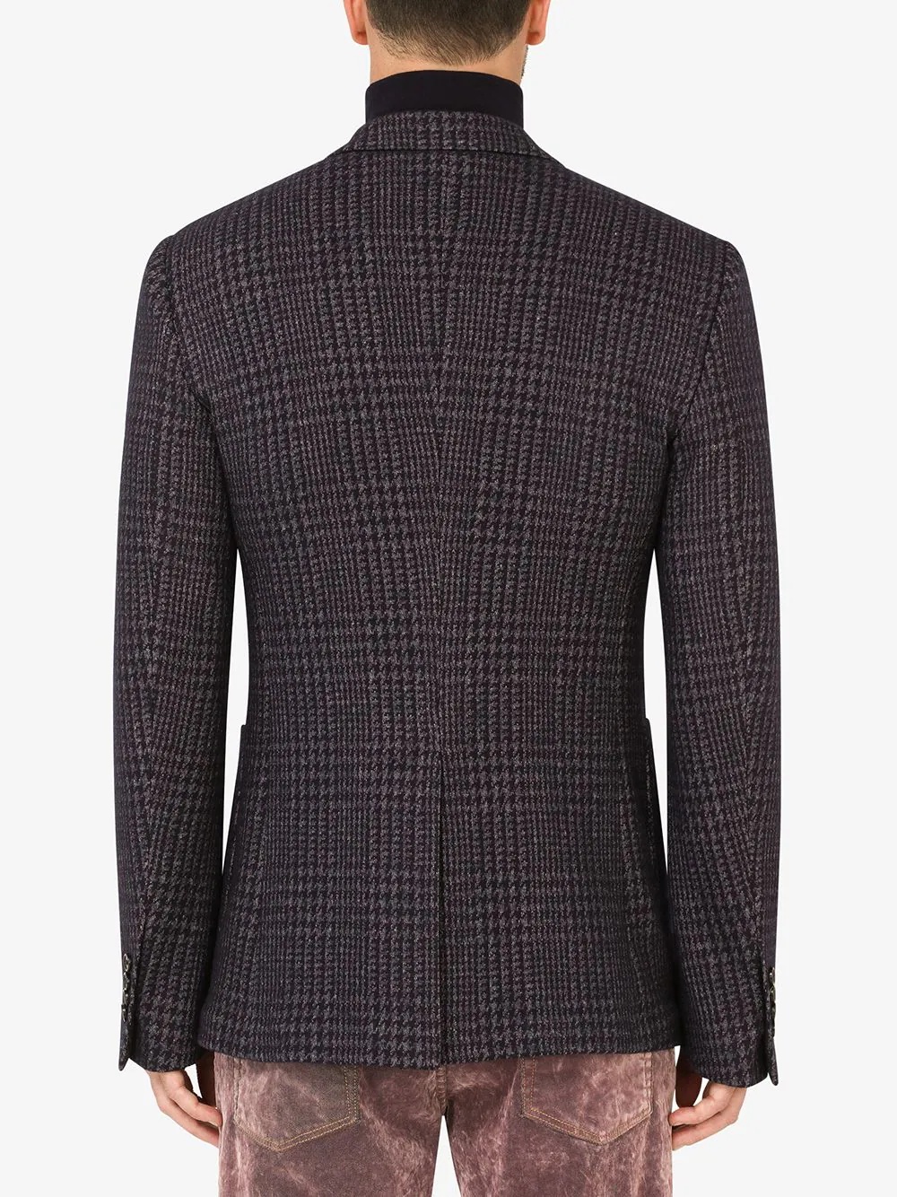 wool-blend checked blazer - 4