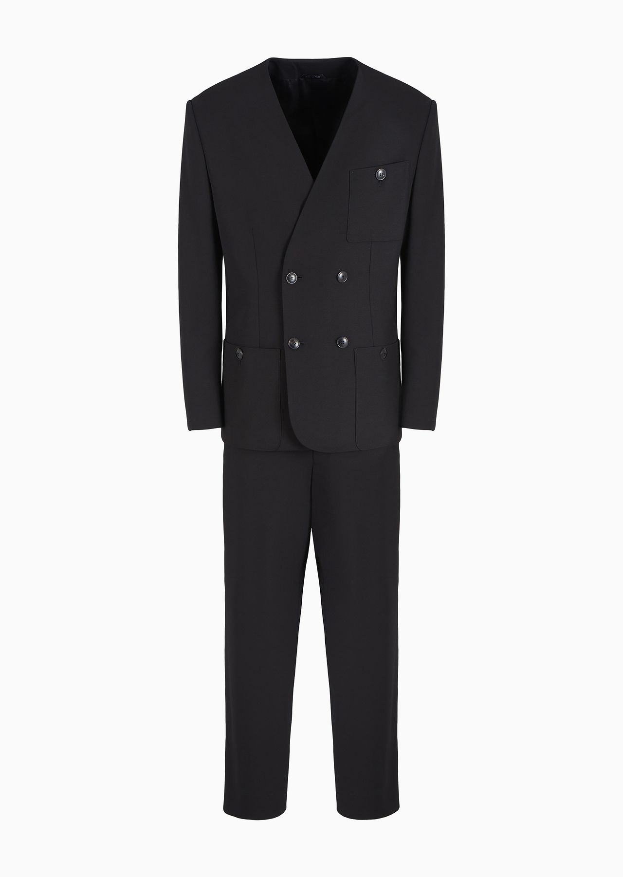 Double-breasted suit in stretch virgin wool - 1