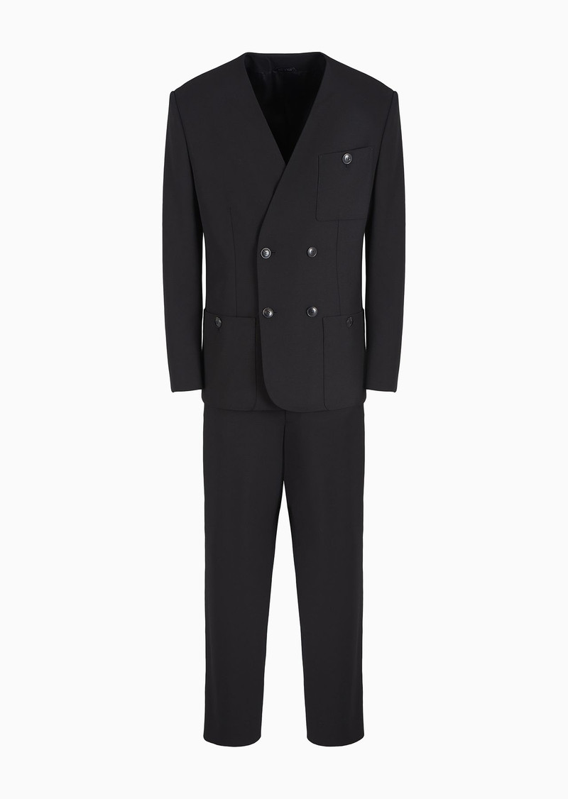 Double-breasted suit in stretch virgin wool 1
