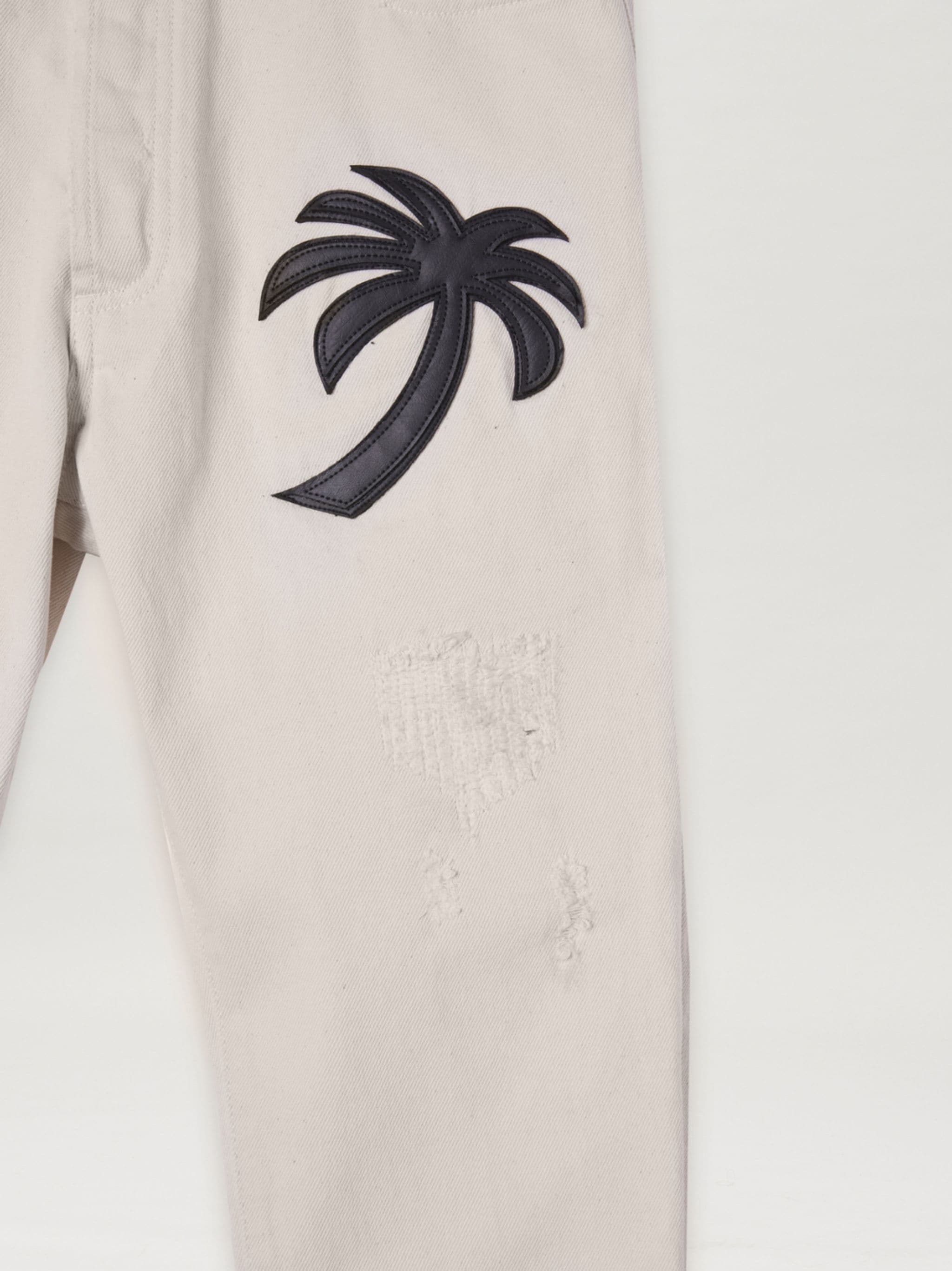 CURVED PALM TREE REGULAR DENIM PANTS - 8